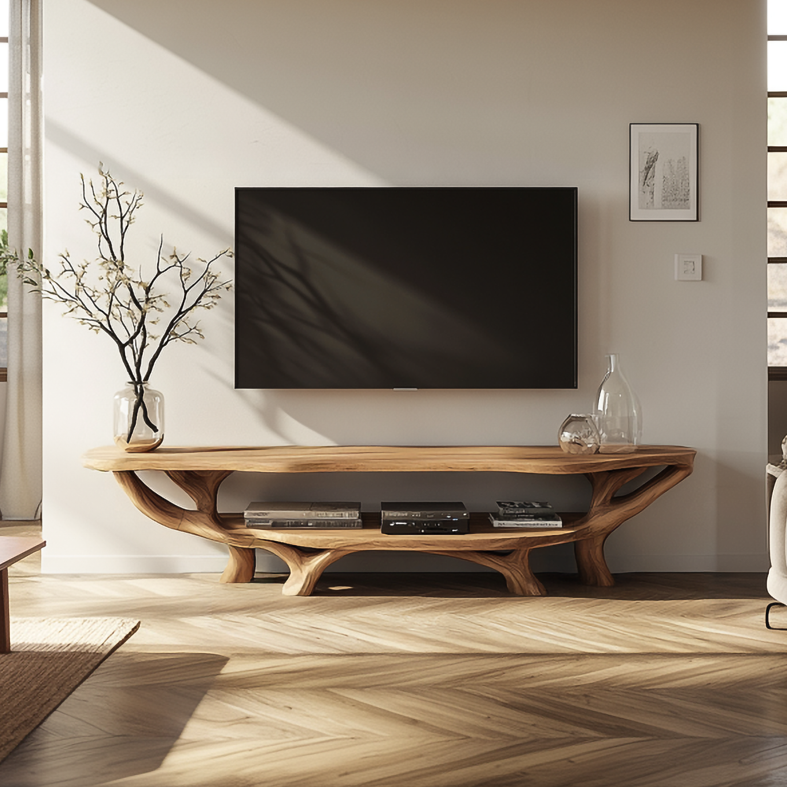 Rustic Organic TV Stand Living Room And Bedroom SINLSASC339