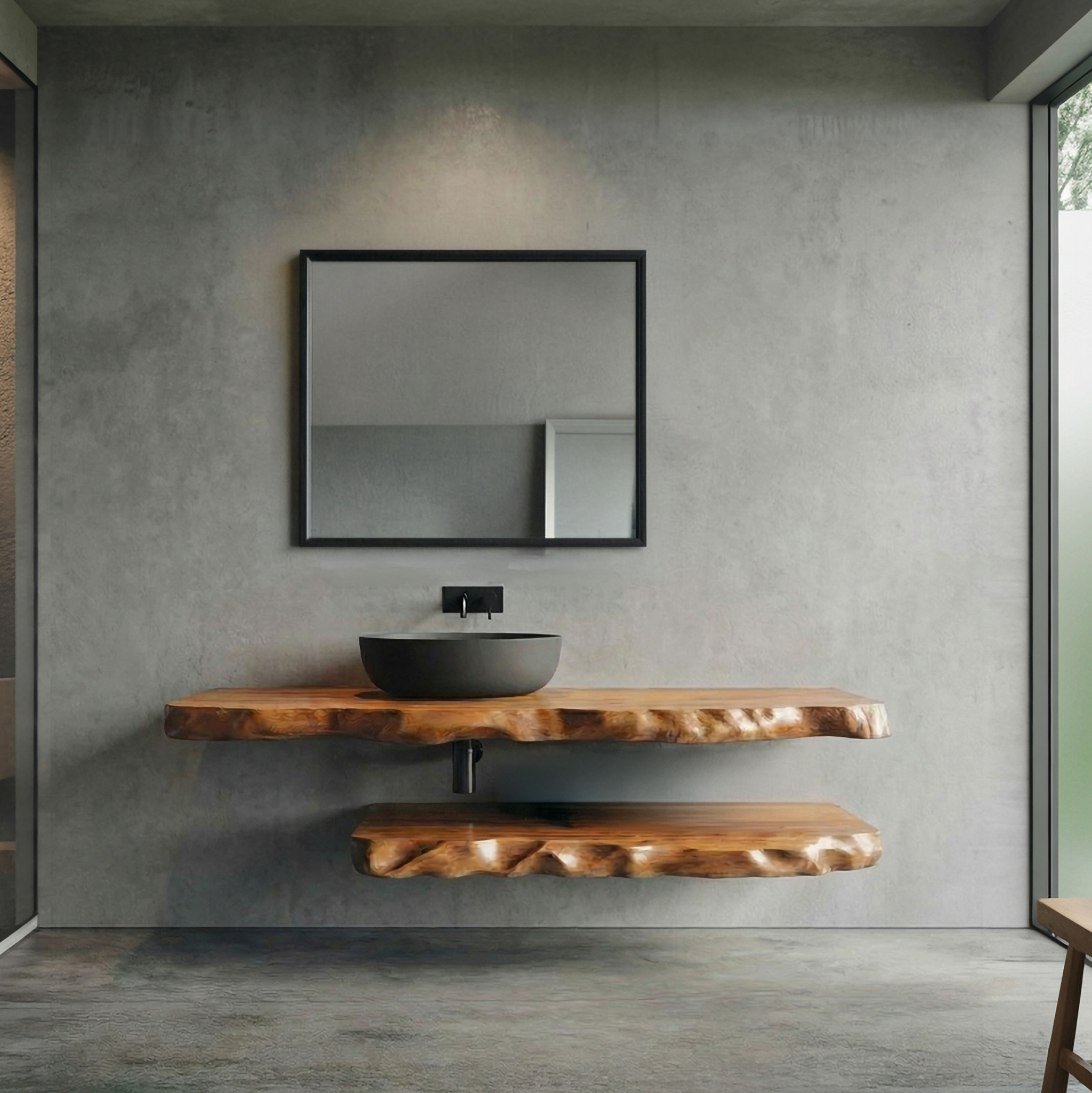 Industrial Live Edge Bathroom Vanity For Bathroom And Vanity SINLSABRV287