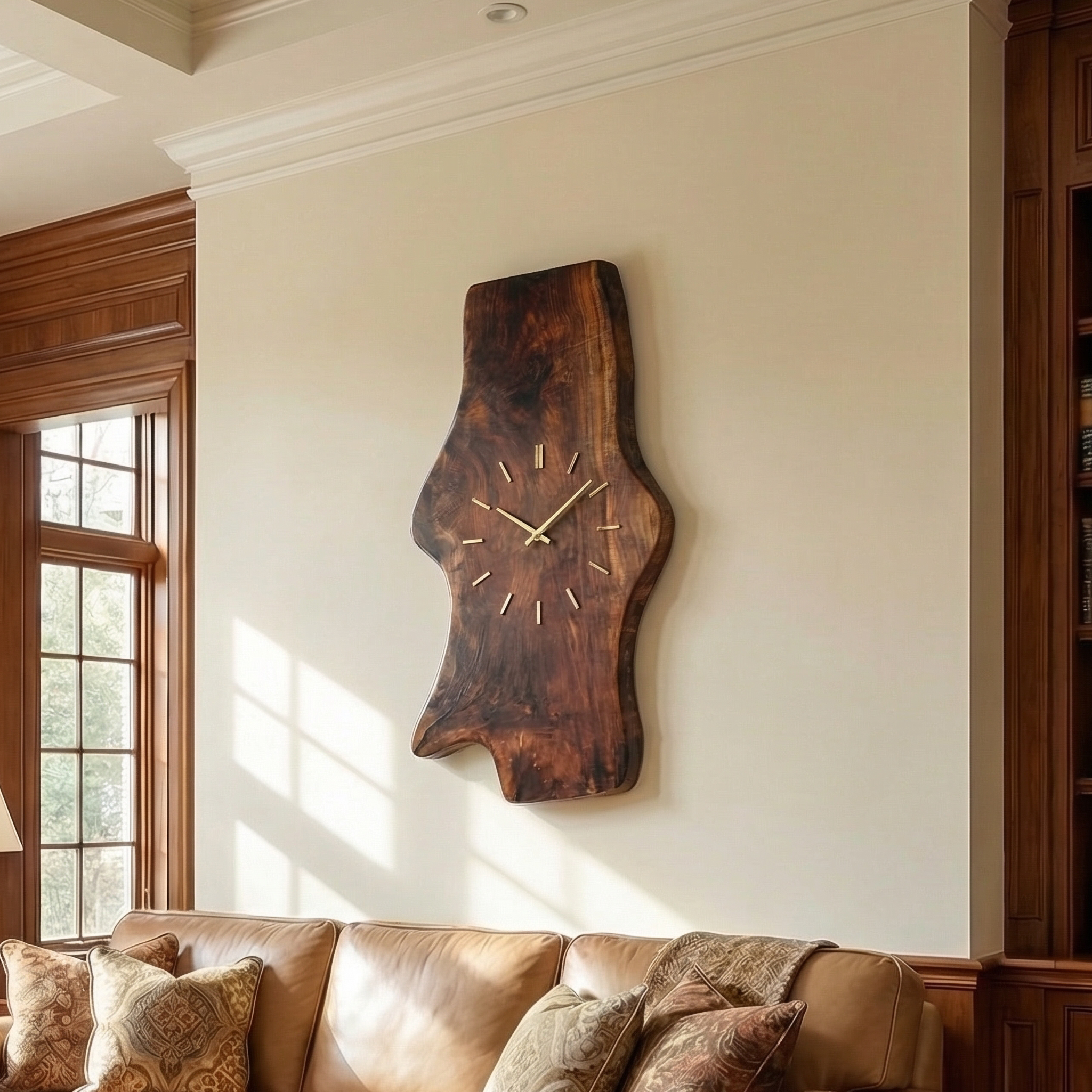 Rustic Live Edge Wood Wall Clock Solid Wood Living Room SINLSACK022
