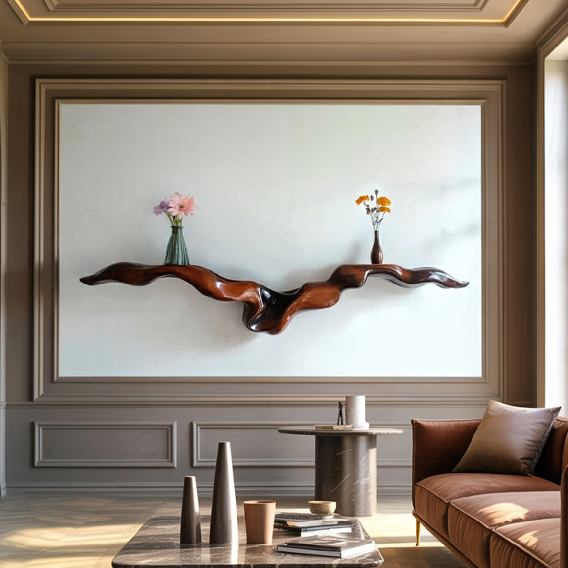 Organic Sculptural Wall Shelf For Living Room And Entryway SINLSAFL325