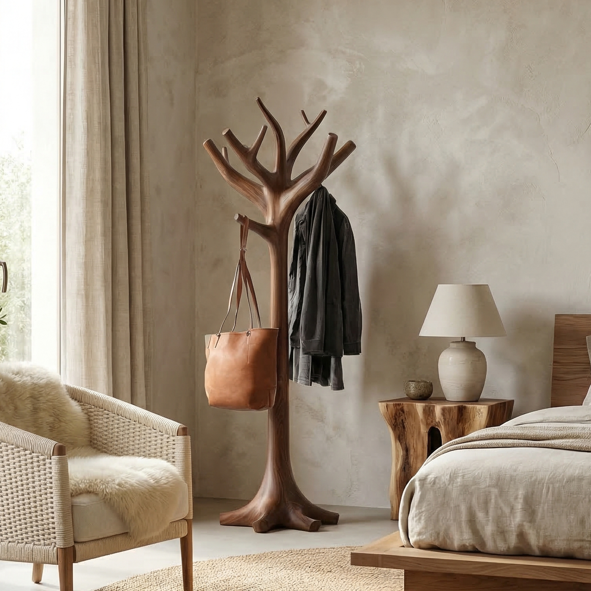 Rustic Decorative Tree Coat Rack For Bedroom And Hallway SINLSATCR103
