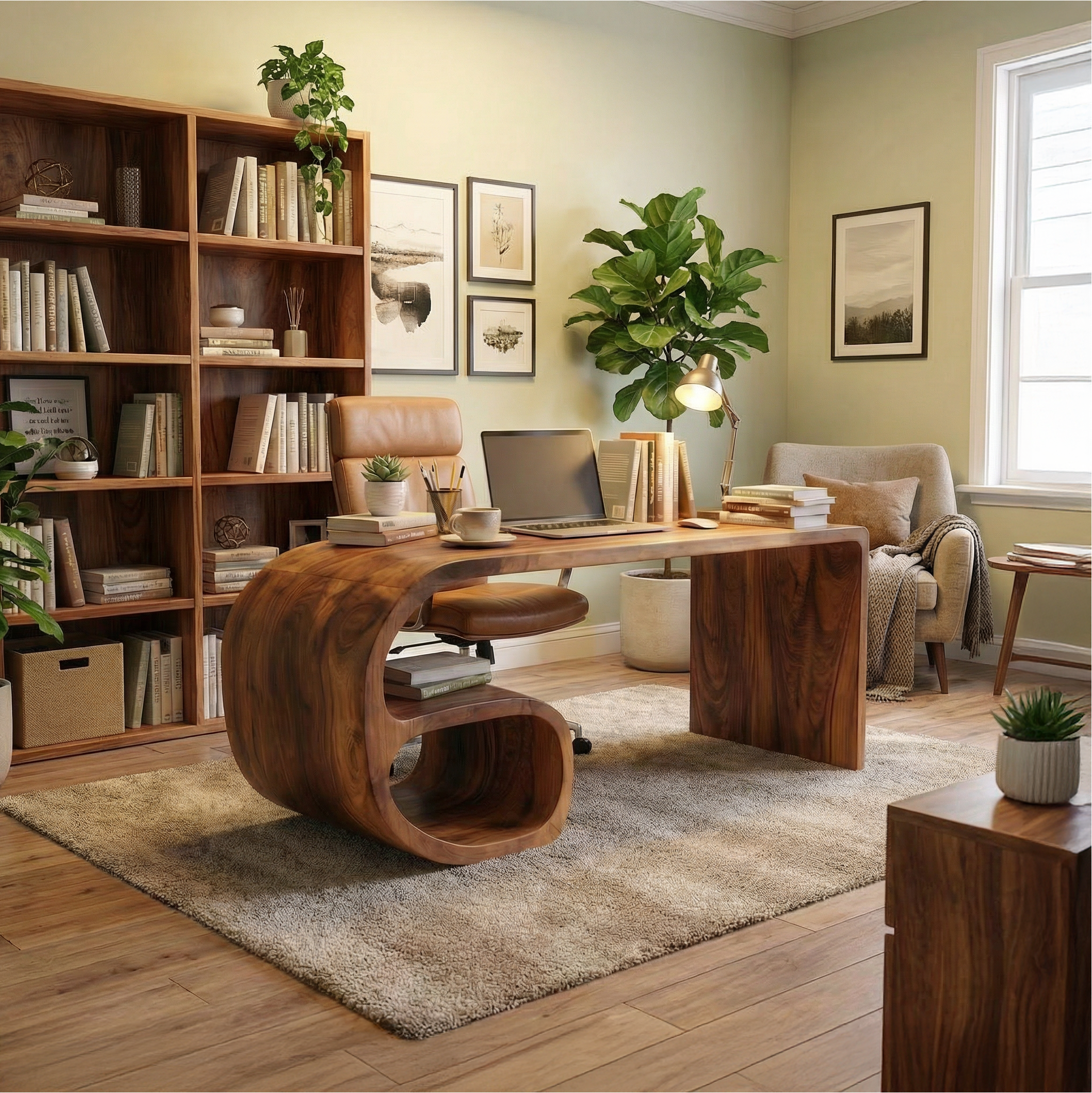 Modern Sculptural Desk For Home Office And Study Room SINLSADK096