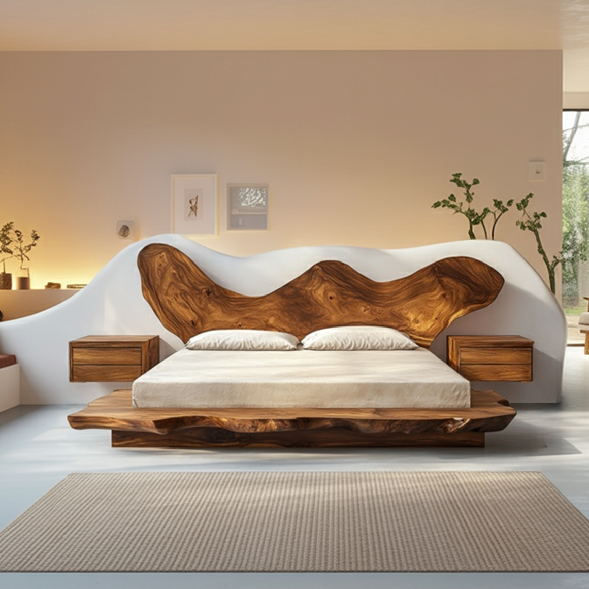 Rustic Bedroom Solid Wood Platform Bed SINLSAWB077