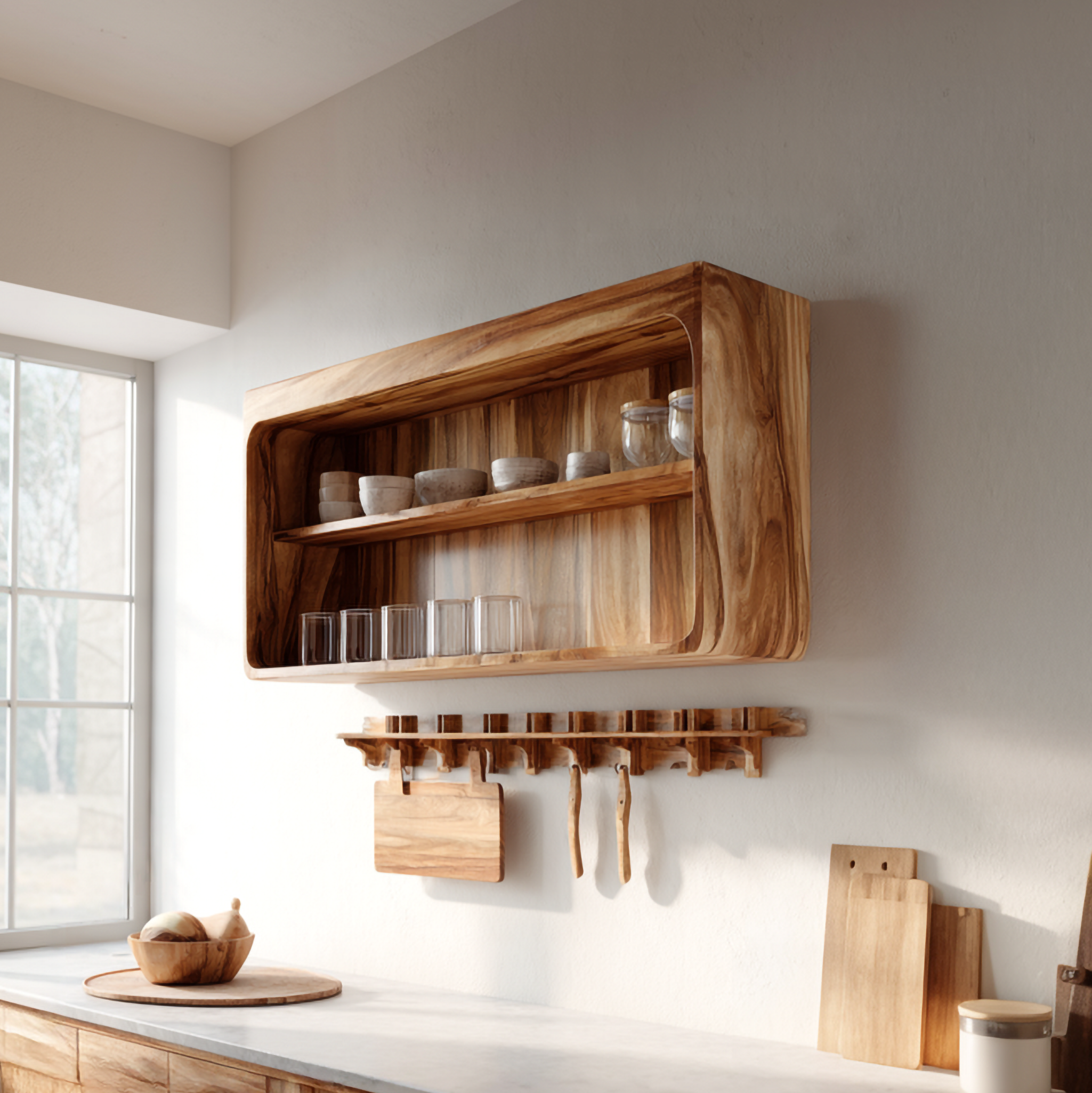 Rustic Wall Display Cabinet For Kitchen Or Dining Area SINLSAKC012