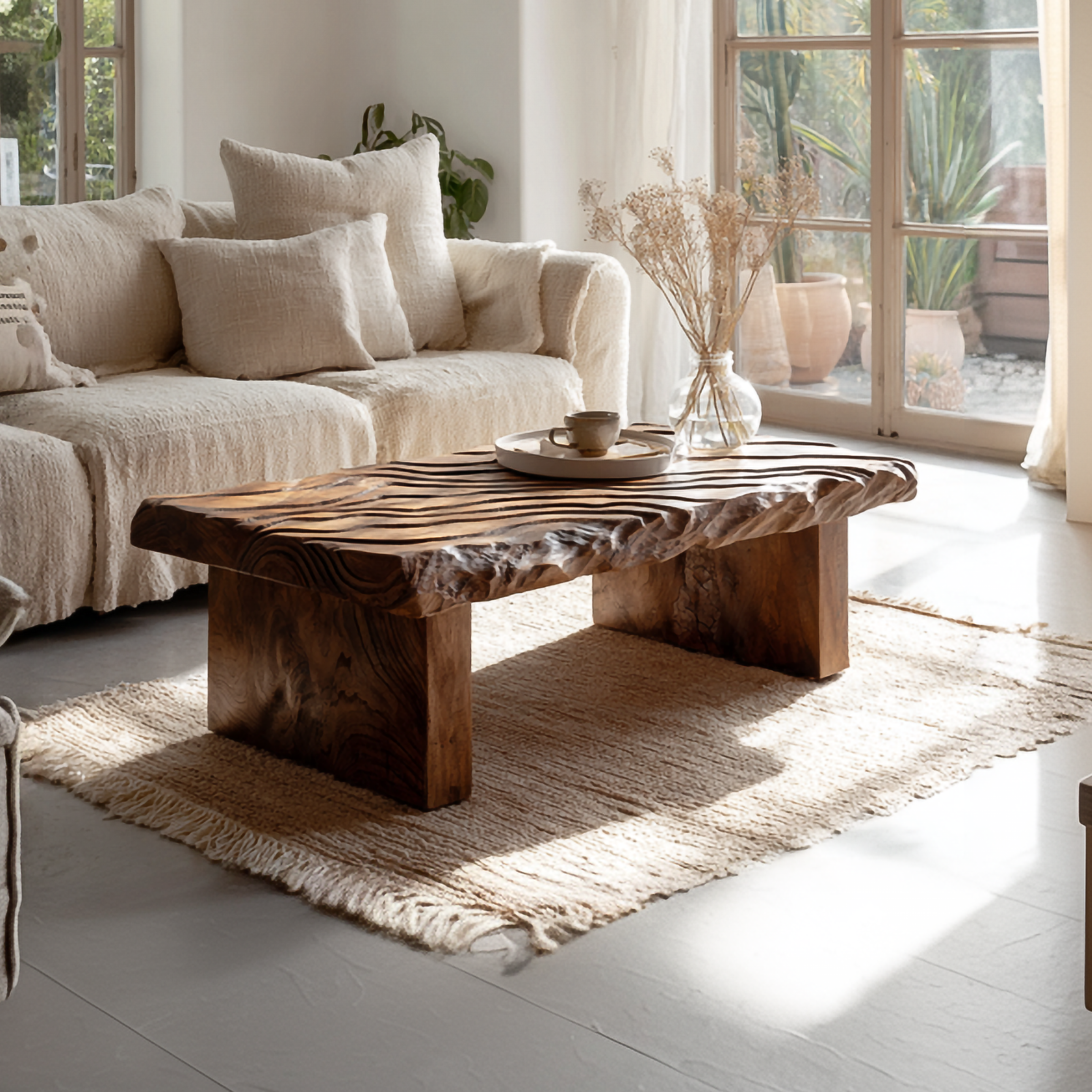 Rustic Live Edge Coffee Table Living Room SINLSACF274