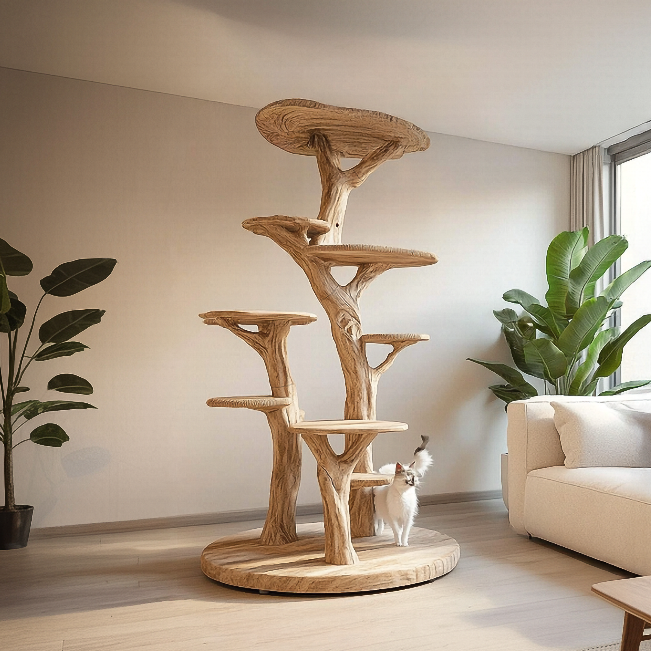 Rustic Wood Tree Cat Tower Living Room SINLSATT113