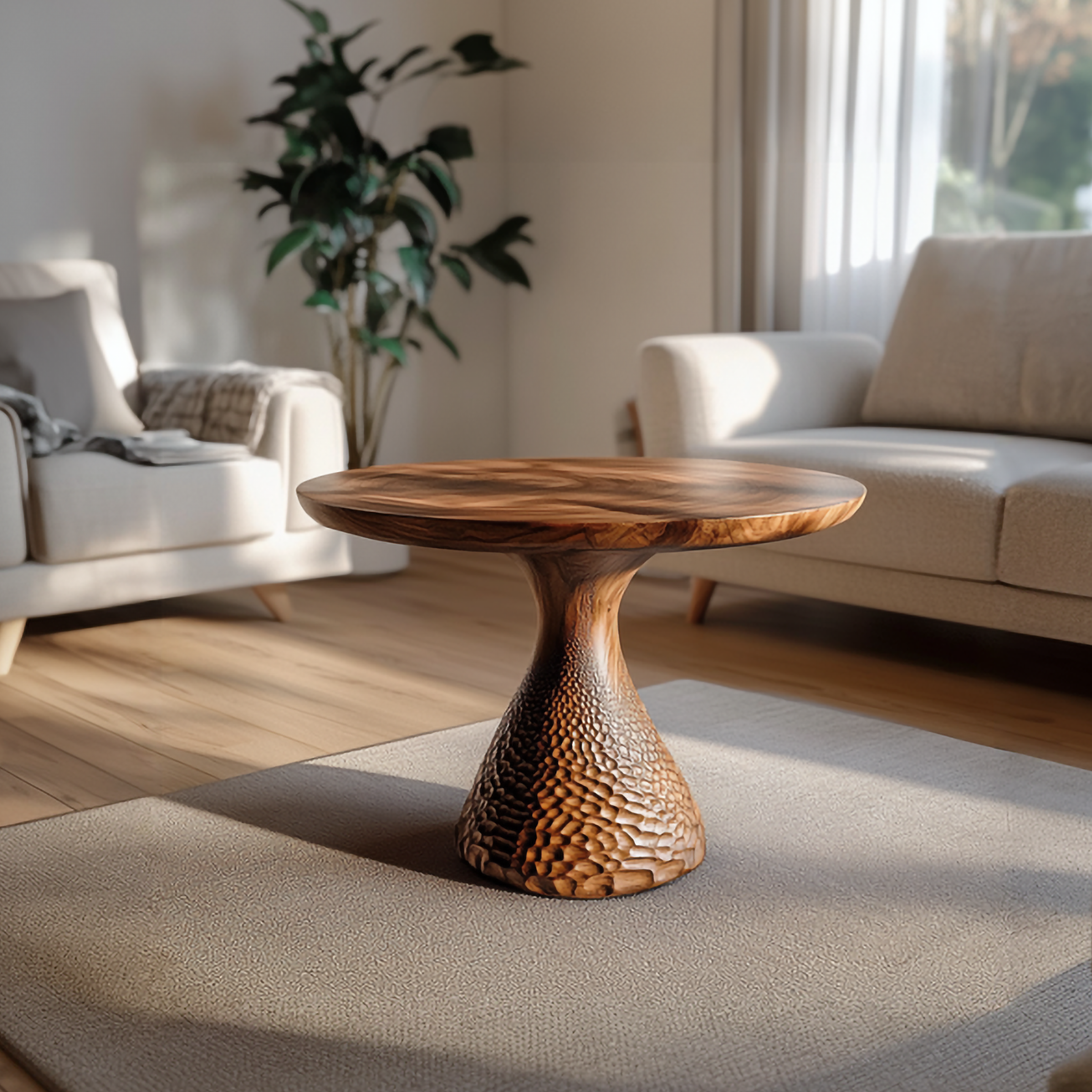 Sculptural Solid Wood Coffee Table Living Room SINLSACF272
