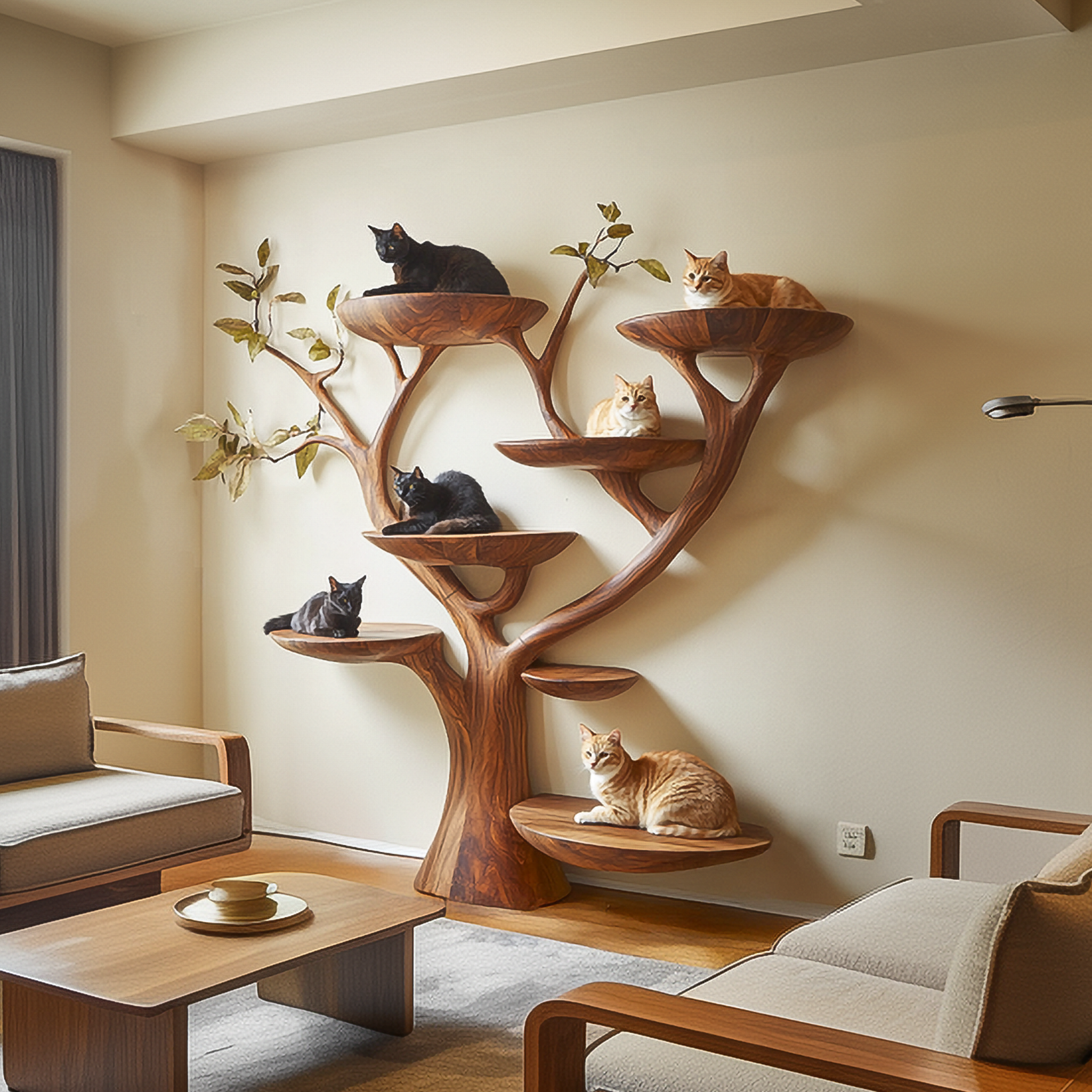 Rustic Cat Wall Tree Living Room And Home SINLSATT115