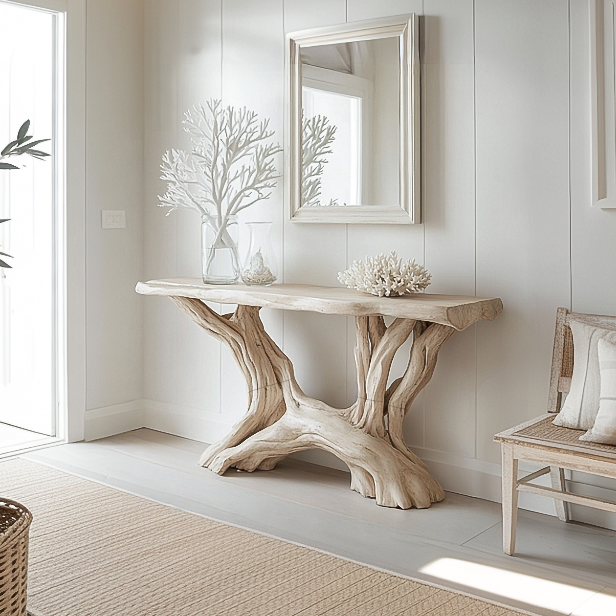 Coastal Rustic Organic Console Table Living Room And Entryway SINLSACS