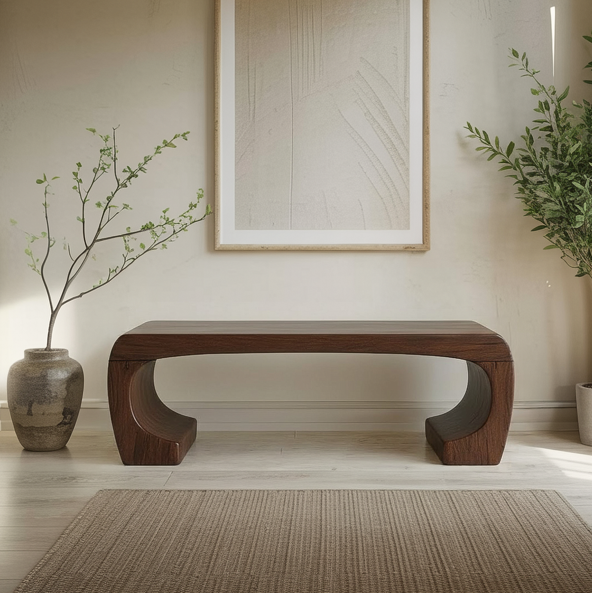 Mid Century Sculptural Bench For Living Room Or Entryway SINLSARS069