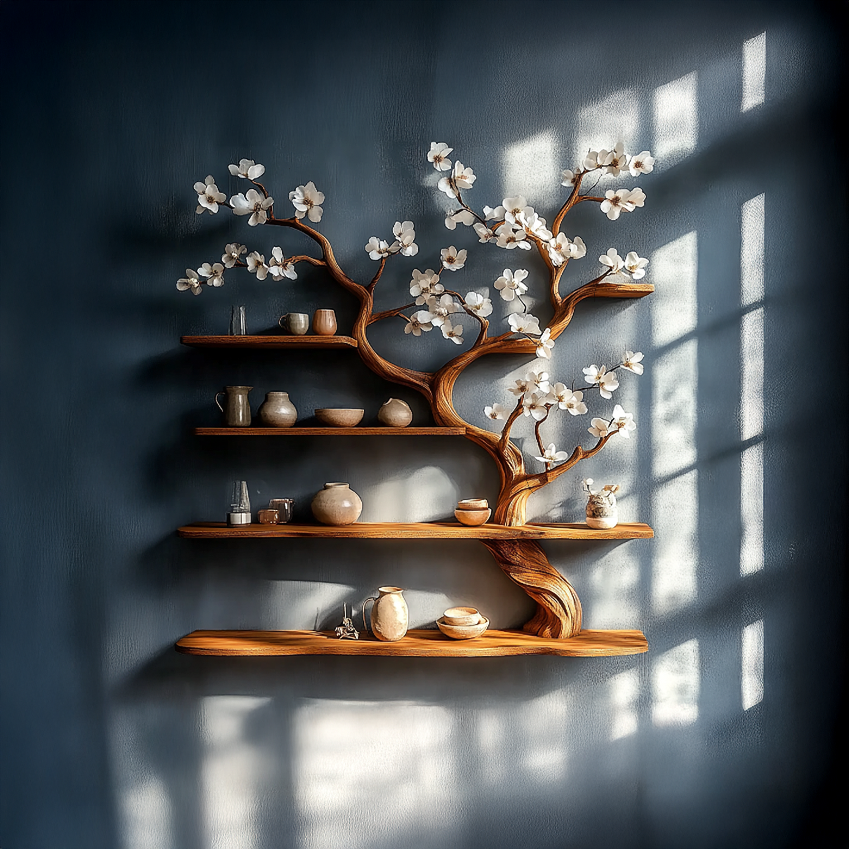 Rustic Tree Branch Bookshelf For Bedroom Decor SINLSATBS050