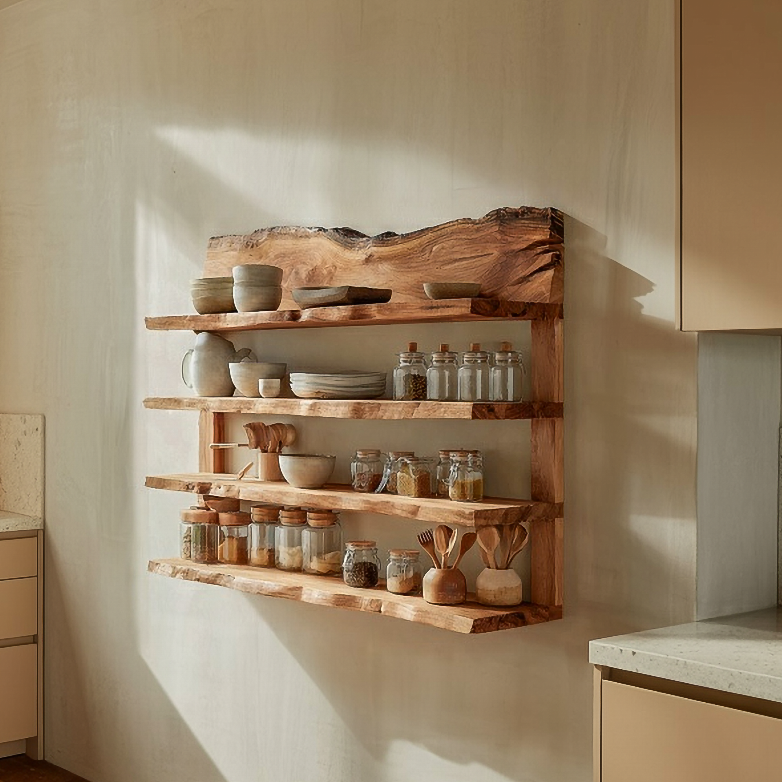 Rustic Wall Mounted Storage Shelf For Kitchen And Dining Room SINLSAKC003