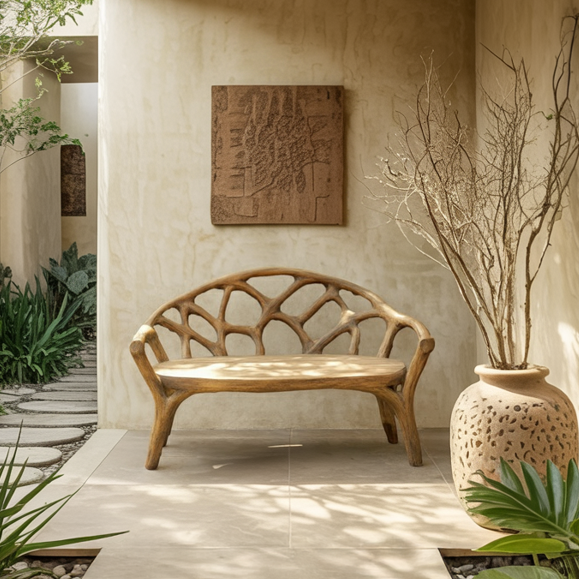 Organic Rustic Wooden Bench Entryway Or Living Room SINLSAWC026