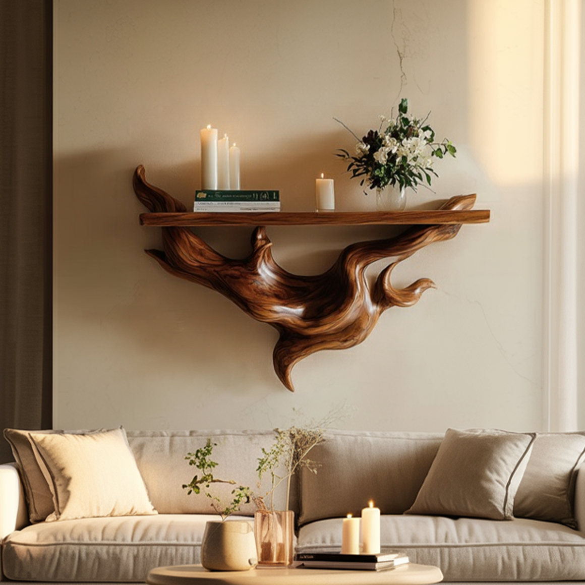 Sculptural Root Floating Shelf Modern Wall Display For Living Room SINLSAFL324