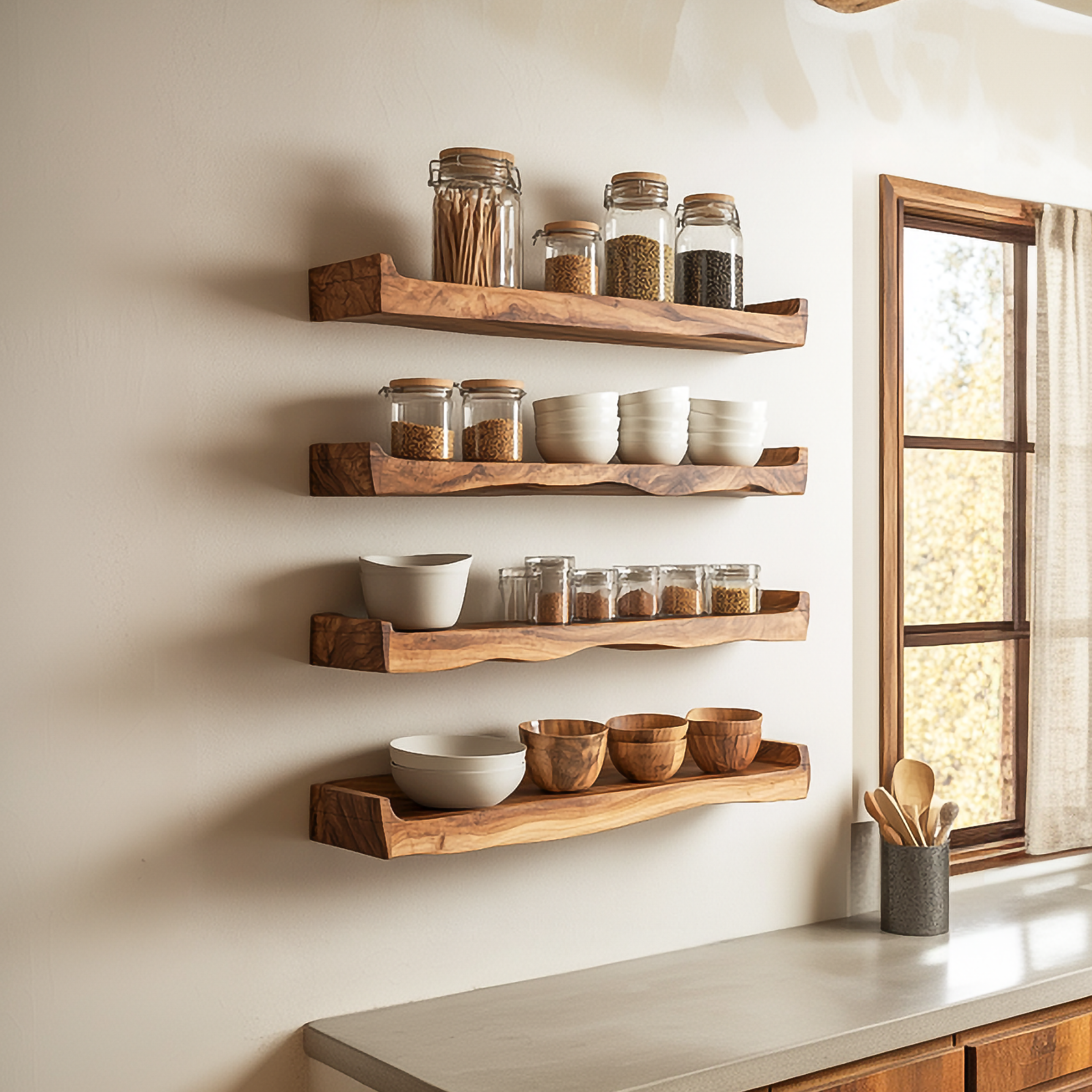 Rustic Wall Organizer Shelf For Kitchen SINLSAKS004