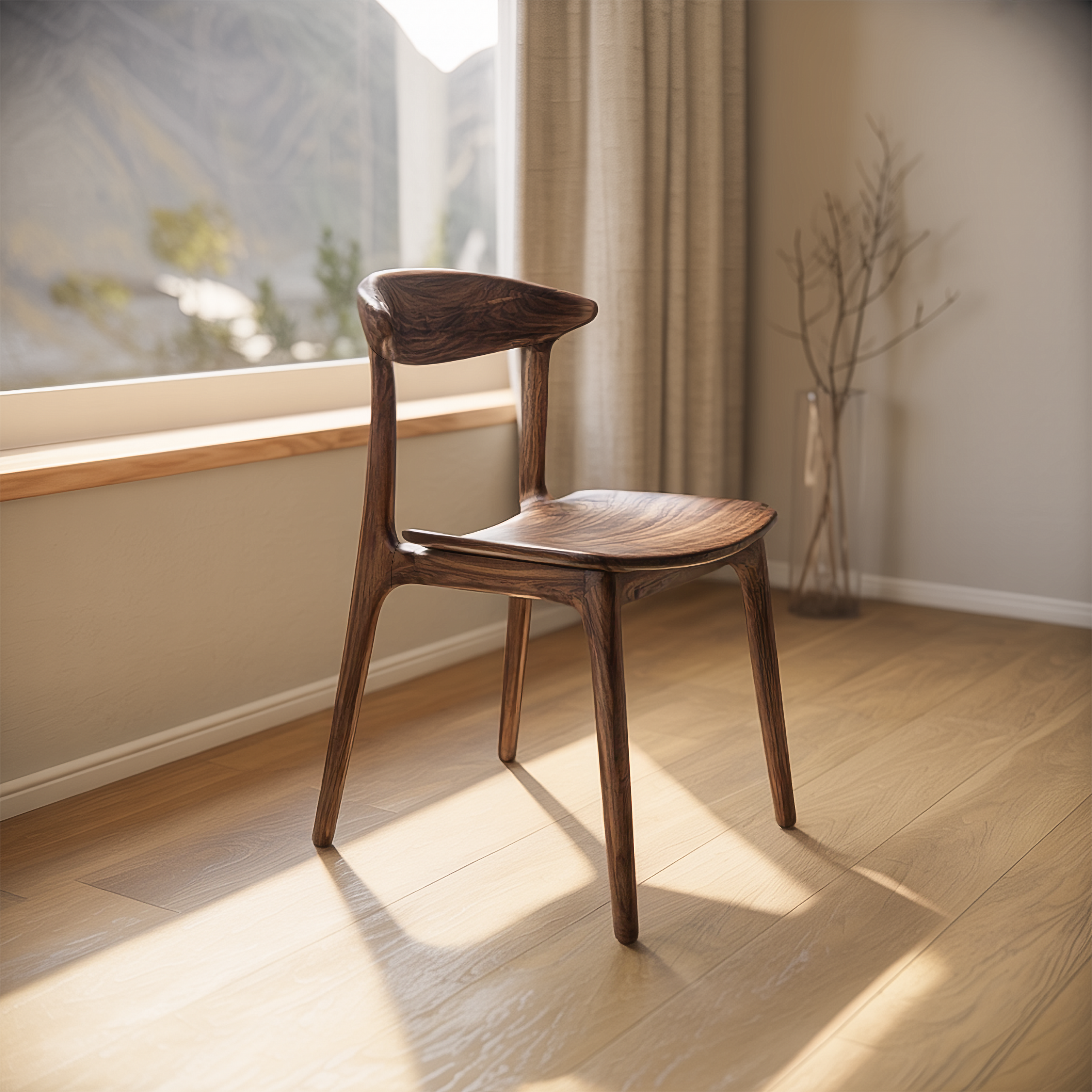 Organic Modern Sculptural Wooden Chair Dining Room Or Kitchen SINLSAWC032