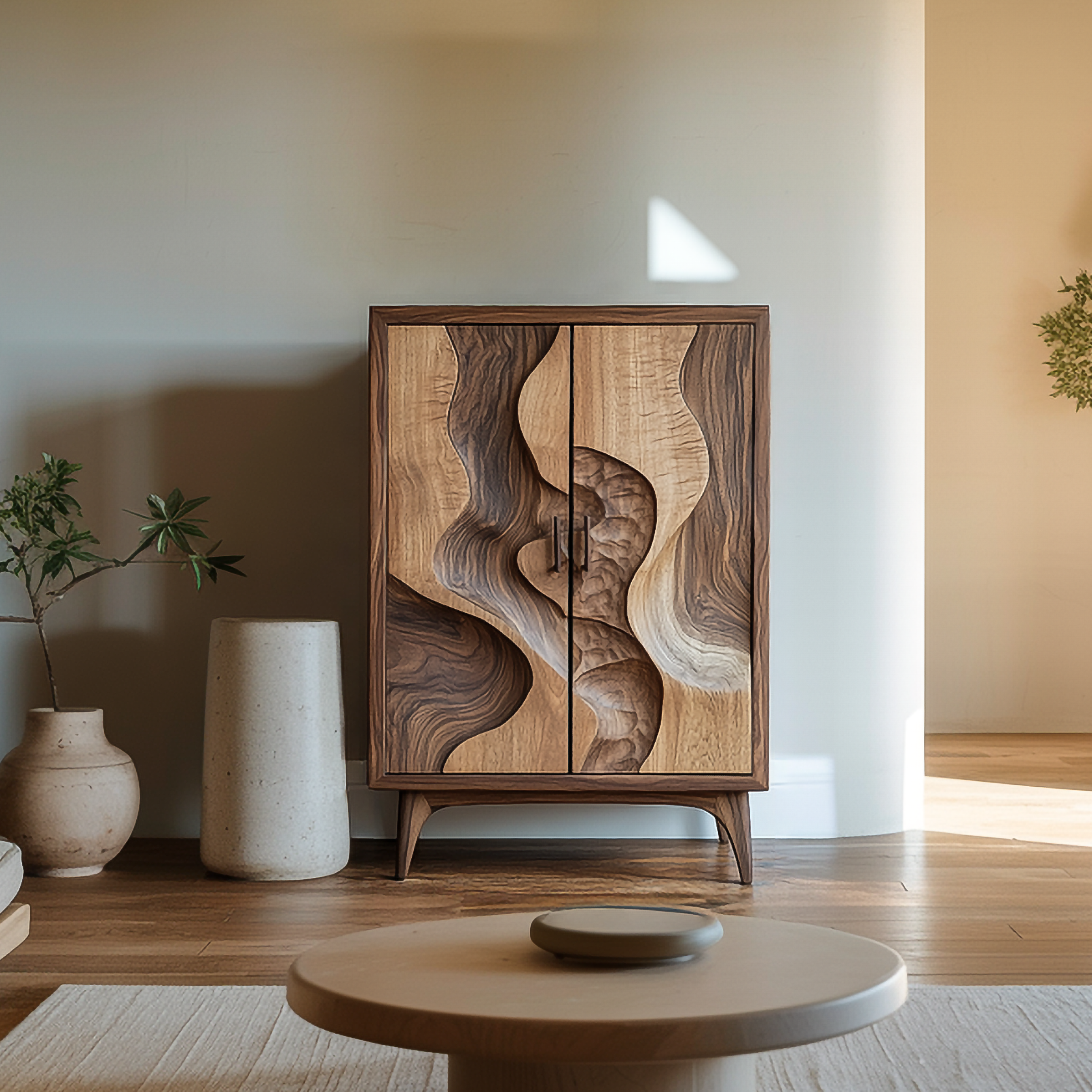 Organic Modern Sculptural Storage Cabinet For Living Room SINLSASC358