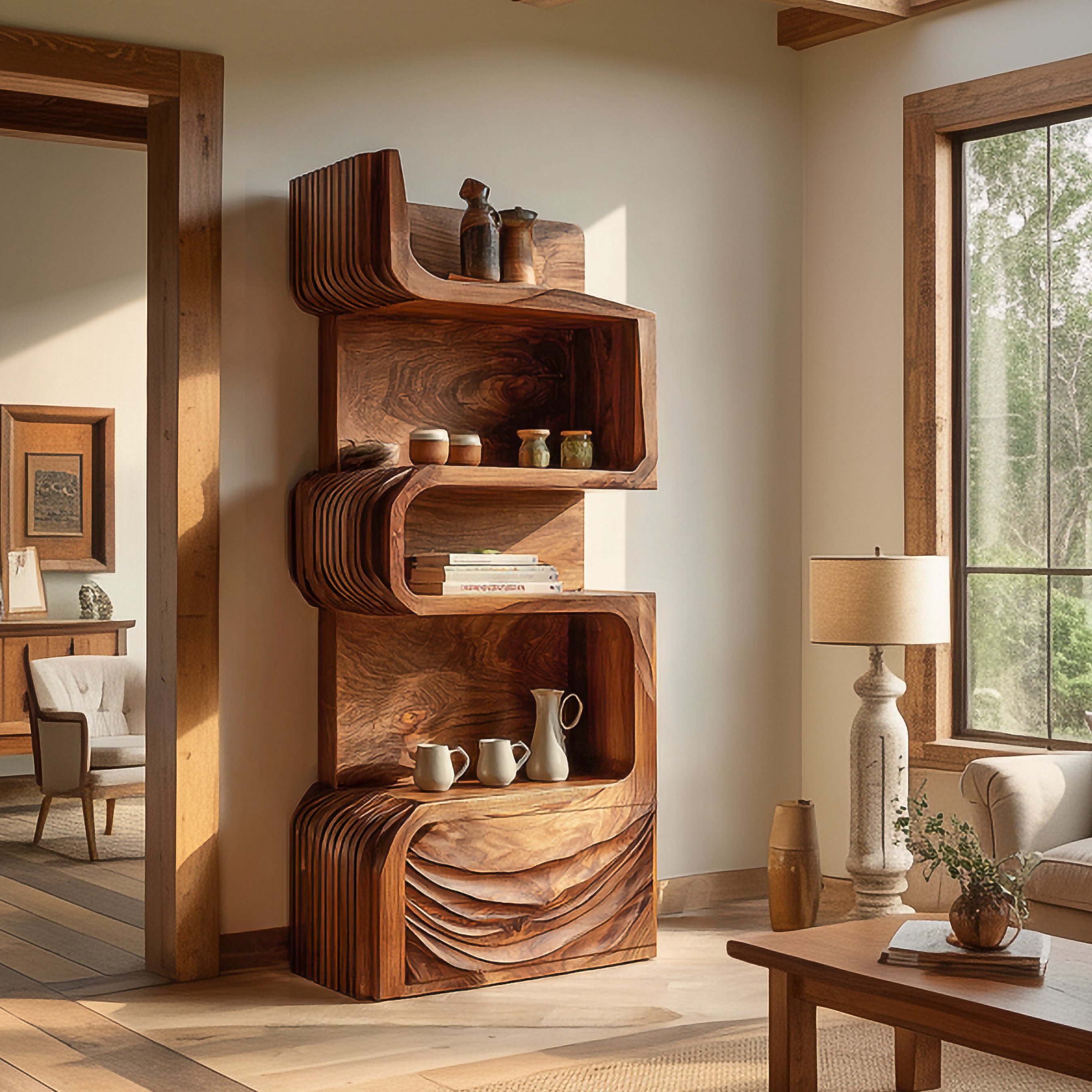 Organic Modern Accent Storage Cabinet Shelves For Living Room SINLSASC443