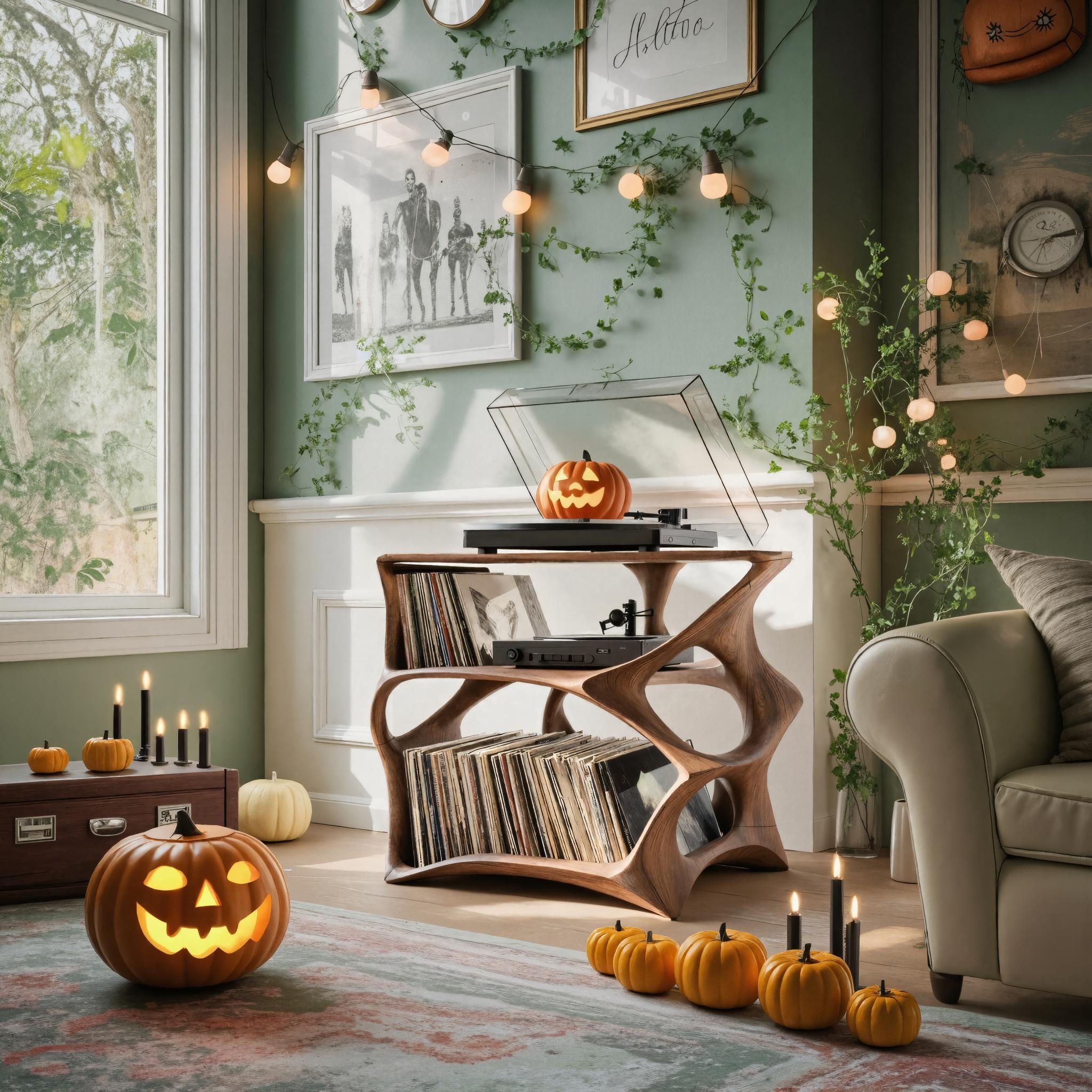 Modern Wooden Live Edge Record Stand For Living Room Halloween Style SILDTTNHRS004
