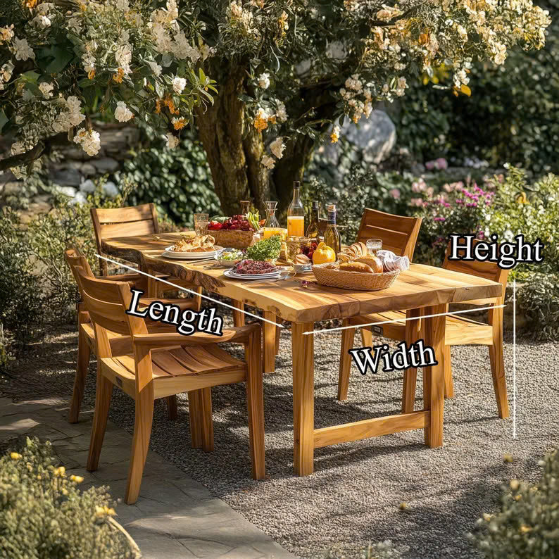 Solid Wood Dining Set Custom Rustic Table Garden Home Decor Gift SINLDT009