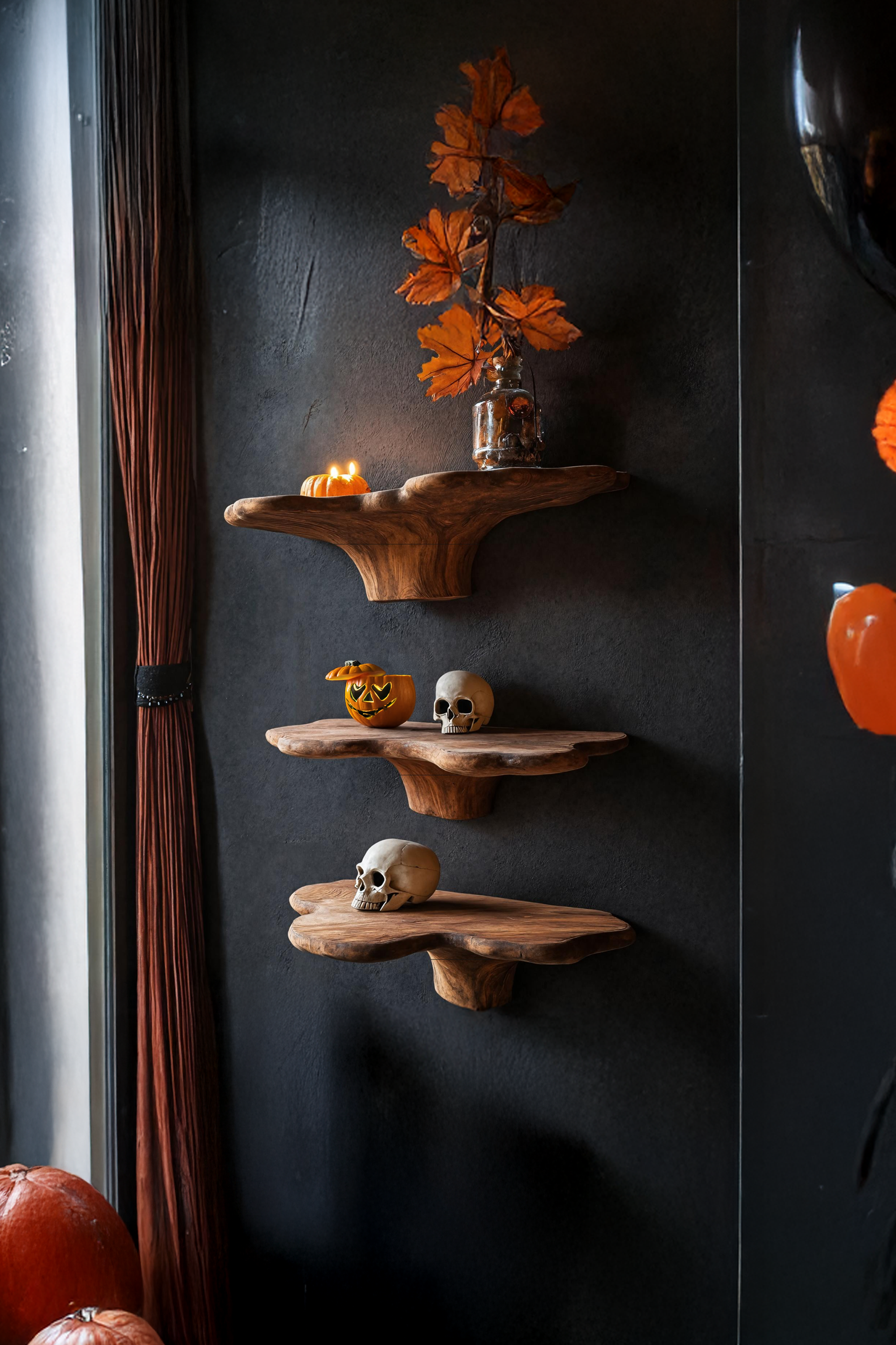 Handcrafted Live Edge Mushroom Shelf Halloween Furniture Decor SILDTTRHMR019