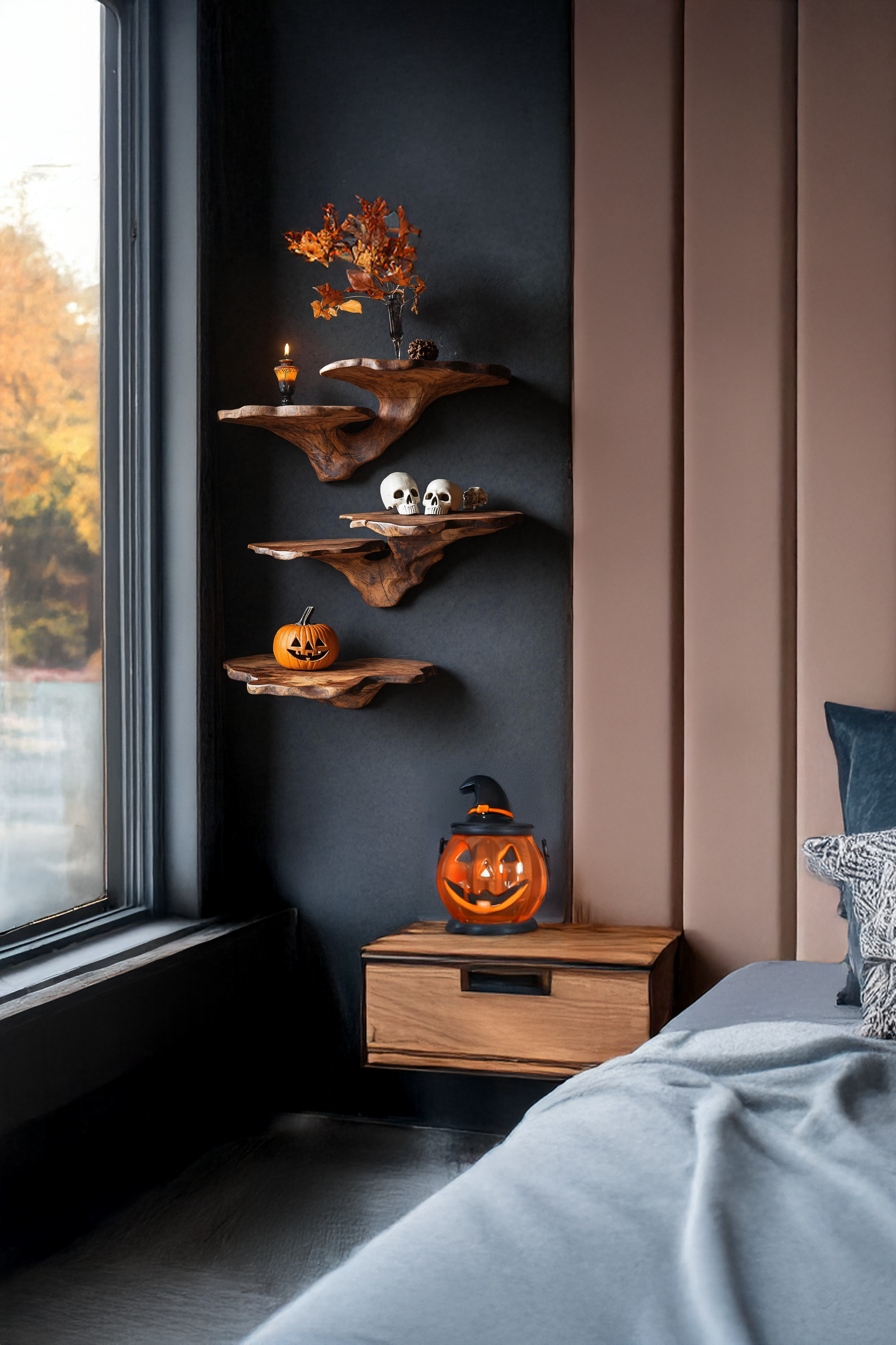 Modern Live Edge Mushroom Shelf Halloween Bedroom Decoration SILDTTRHMR016