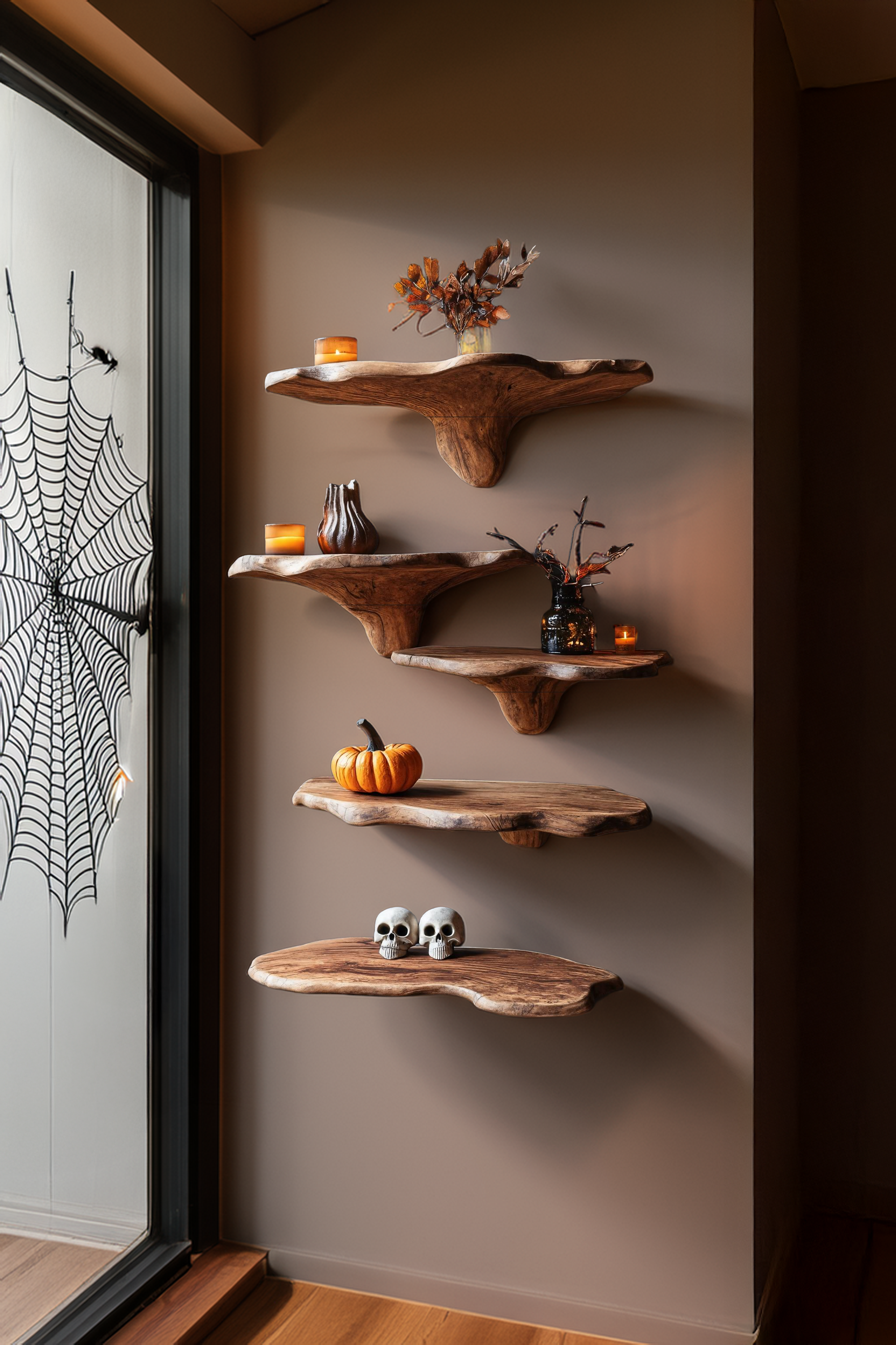 Mid Century Solid Wood Mushroom Shelf Halloween Wall Decor SILDTTRHMR005