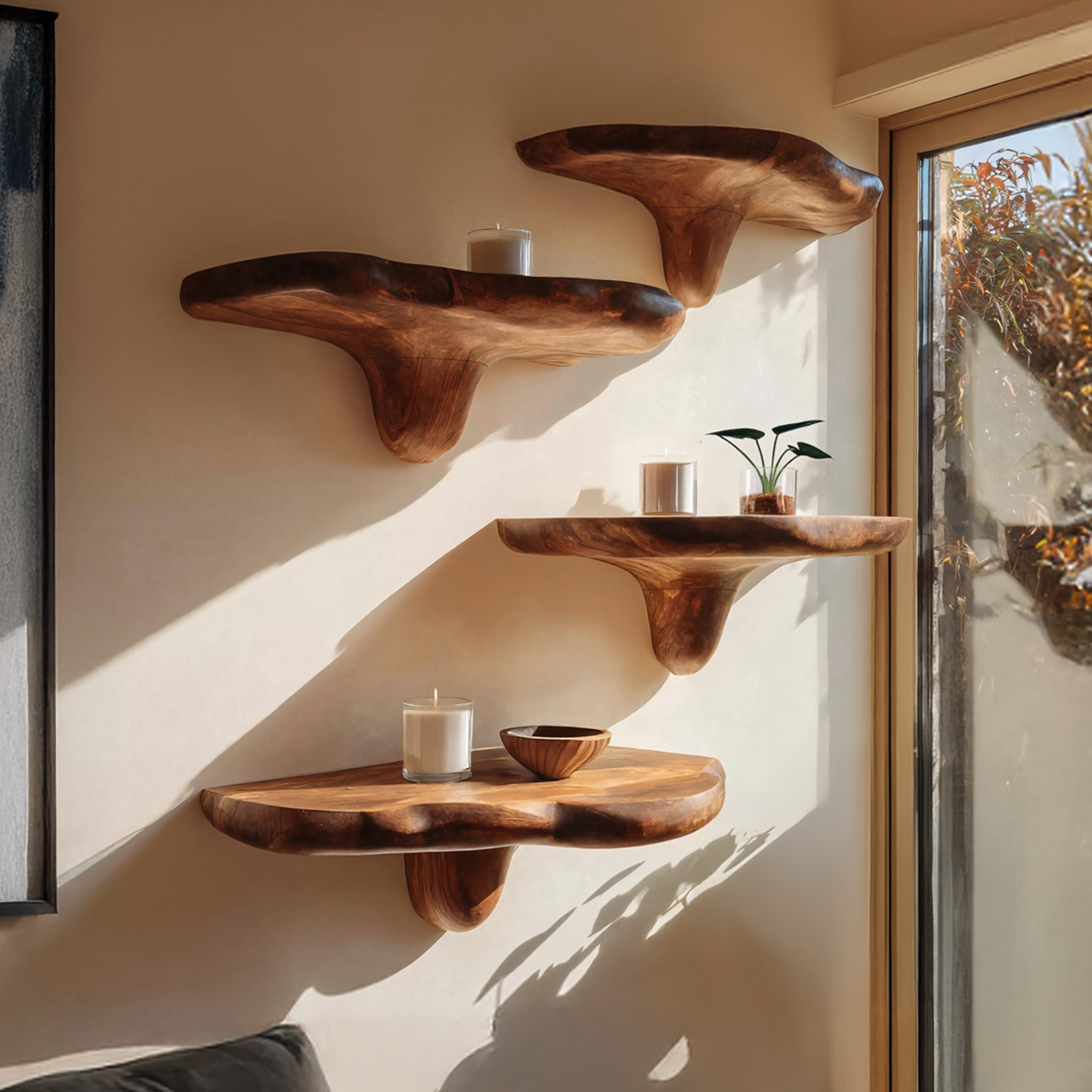 Handcrafted Live Edge Mushroom Shelf For Unique Entryway Design SILDTTNMR010