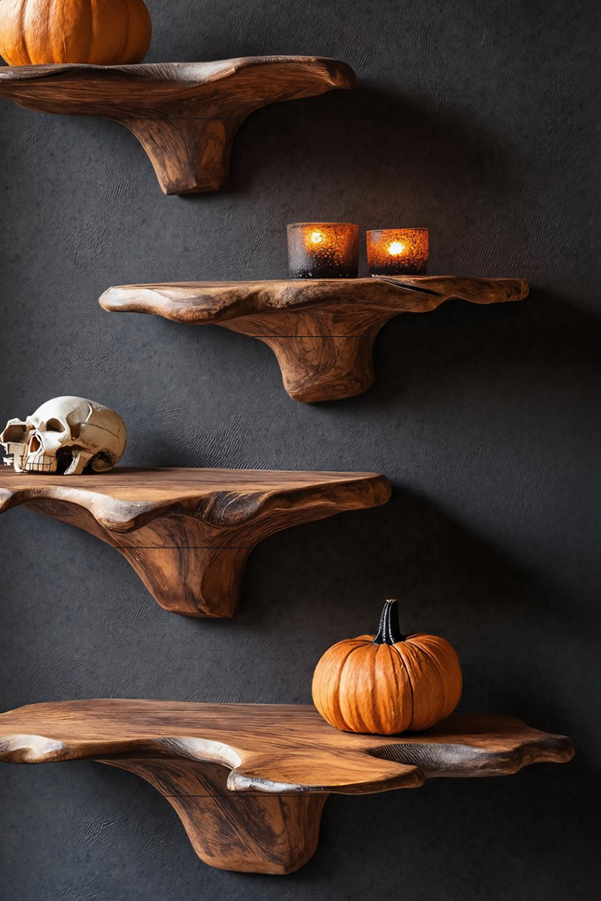Handcrafted Wooden Mushroom Shelf Halloween Living Room Accent SILDTTRHMR011