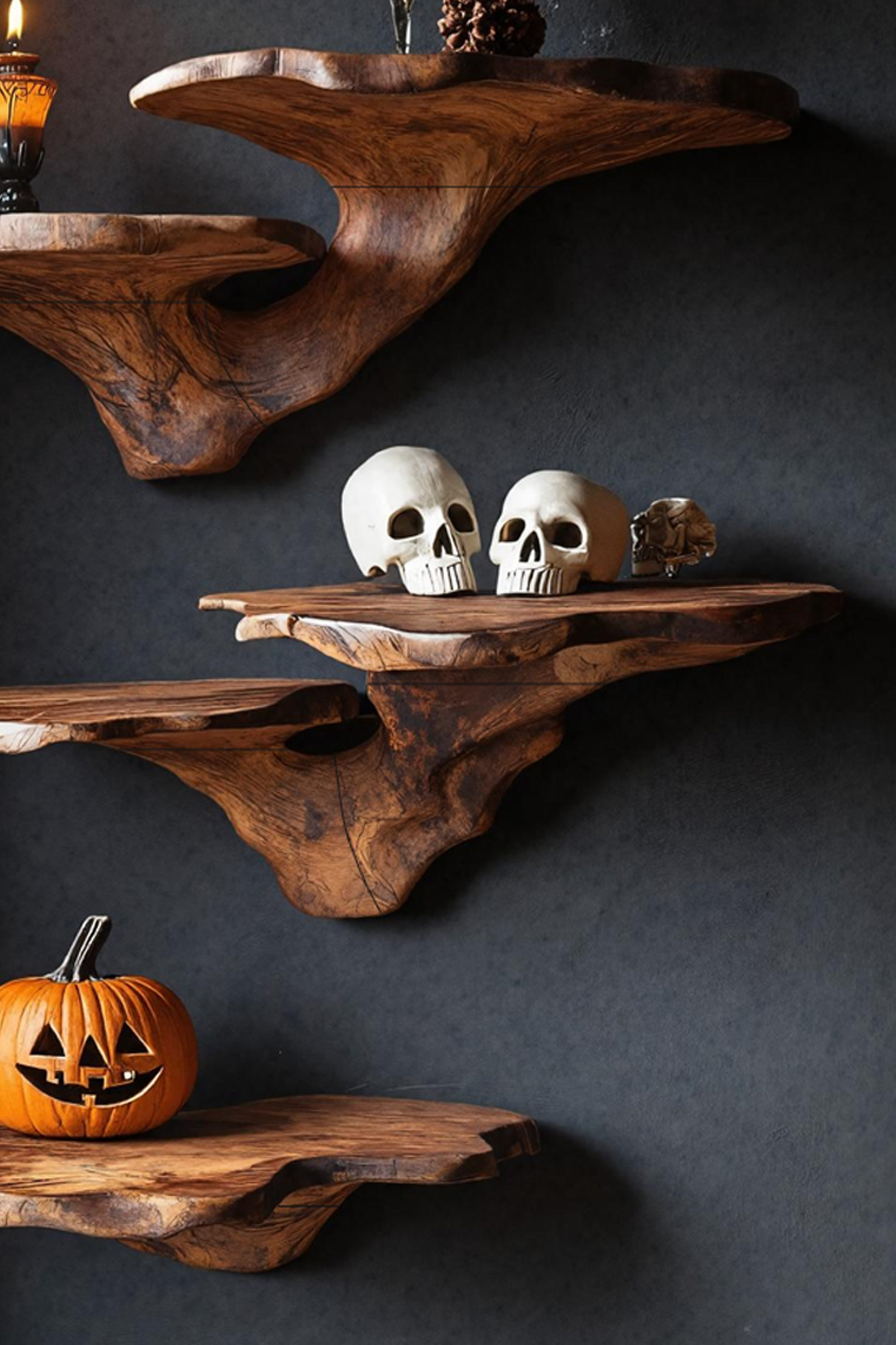 Mid Century Wooden Mushroom Shelf Halloween Home Decoration SILDTTRHMR013