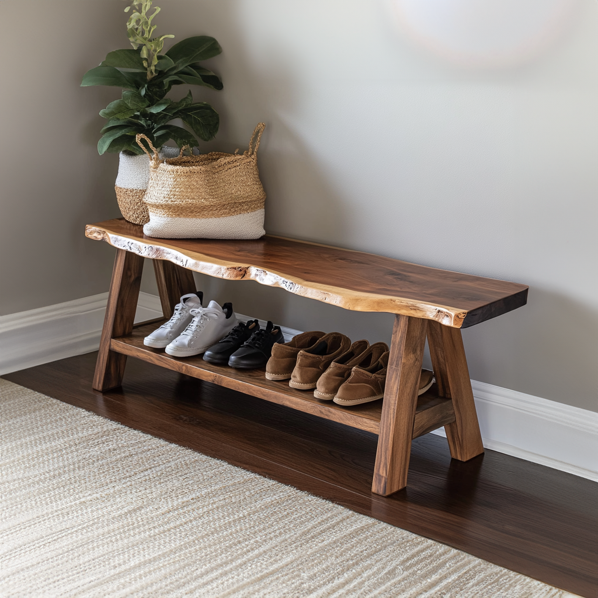 Rustic Shoe Rack Bench Housewarming Gift SINLSB018