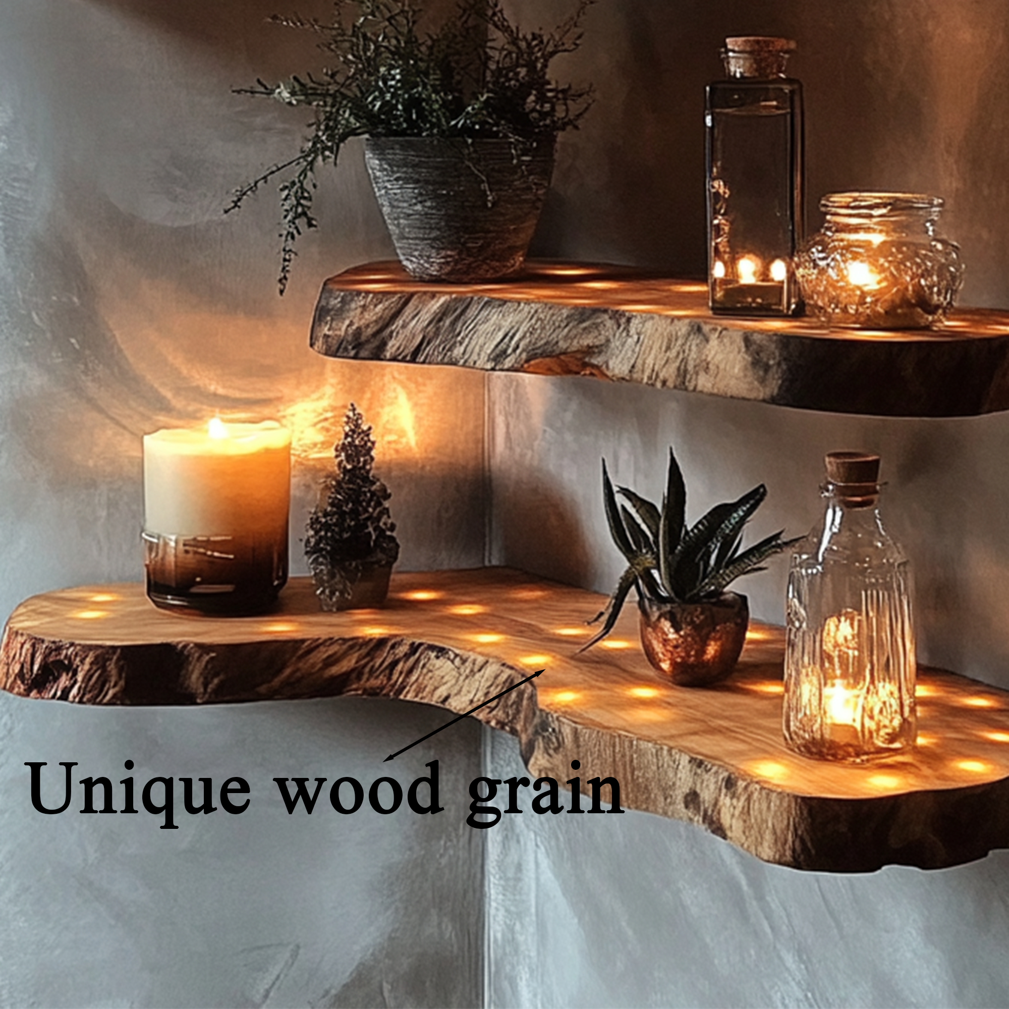 Corner Rustic Wooden Shelf Wood SINLFL040