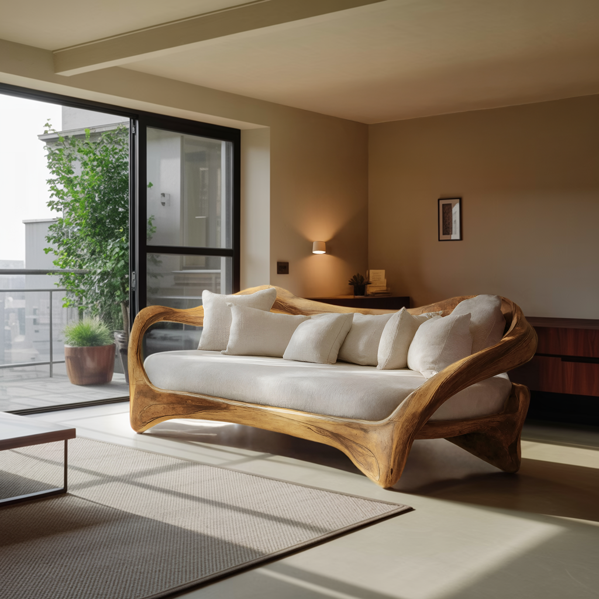 Organic Curved Sofa For Living Room Decor RTTHHNSFA006