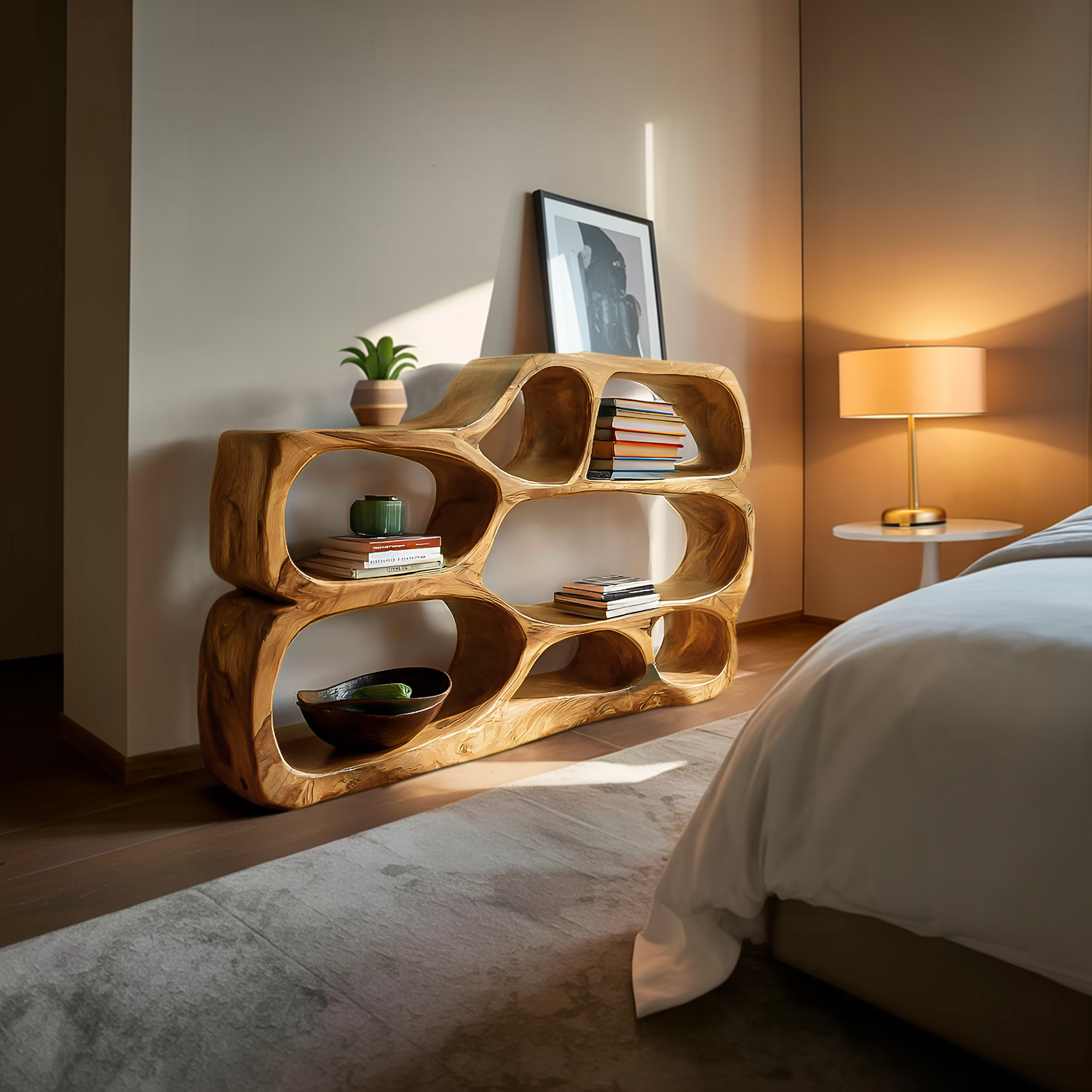 Artistic Curved Bookshelf For Living Room Styling RTTHTTBS043