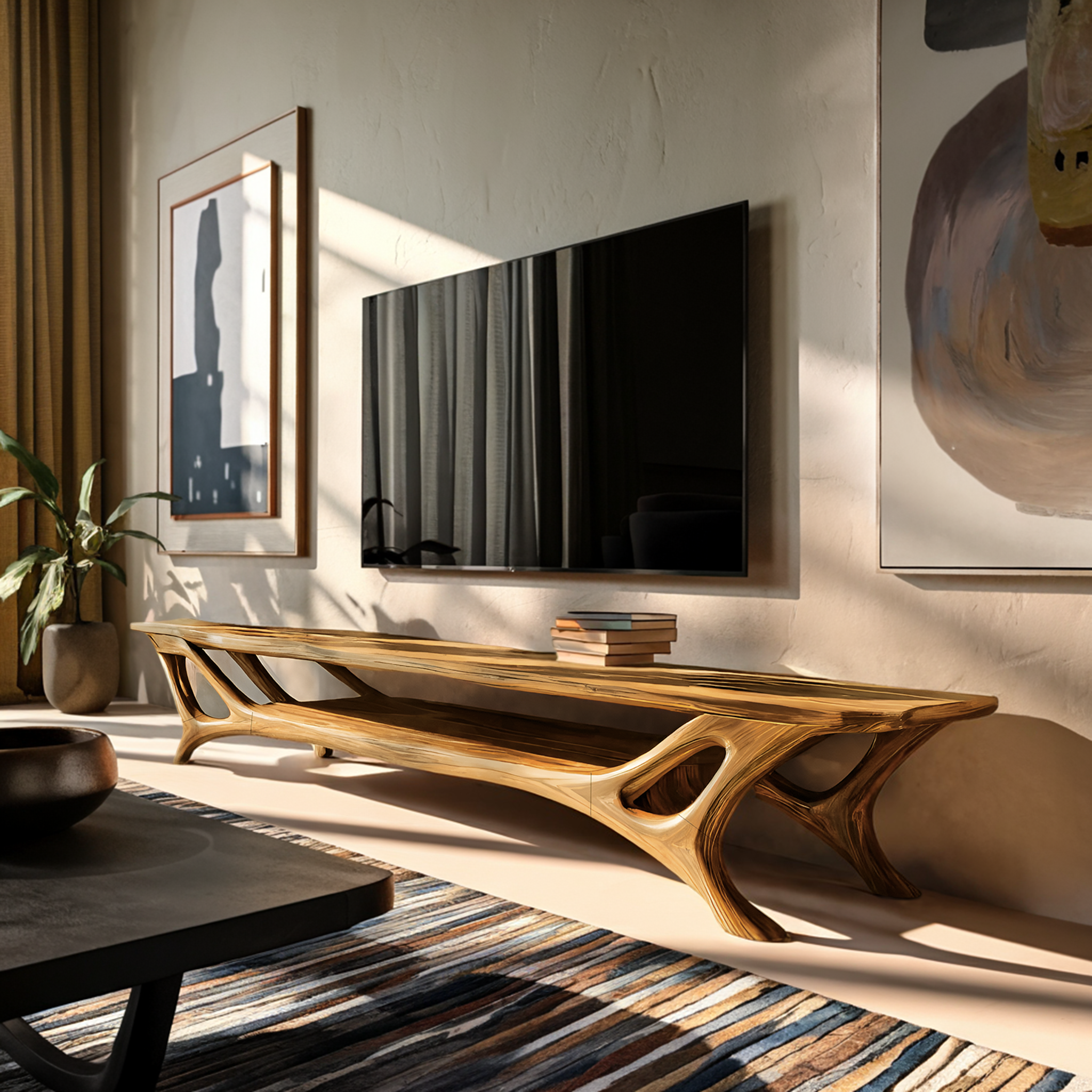 Curved TV Stand For Contemporary Living Room Furniture RTTHTTTVC056