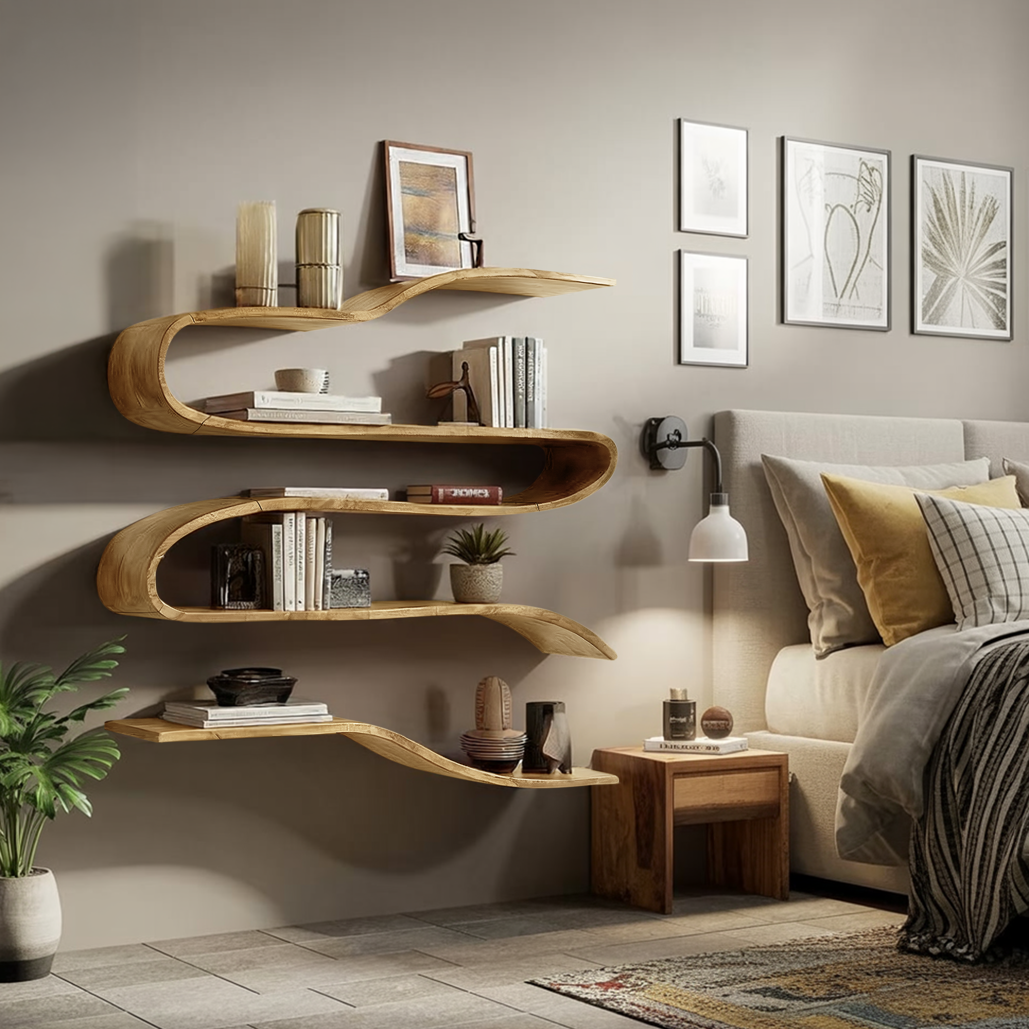 Industrial Natural Wood Kitchen Floating Shelf For Pantry Storage SILDTTRWMS016