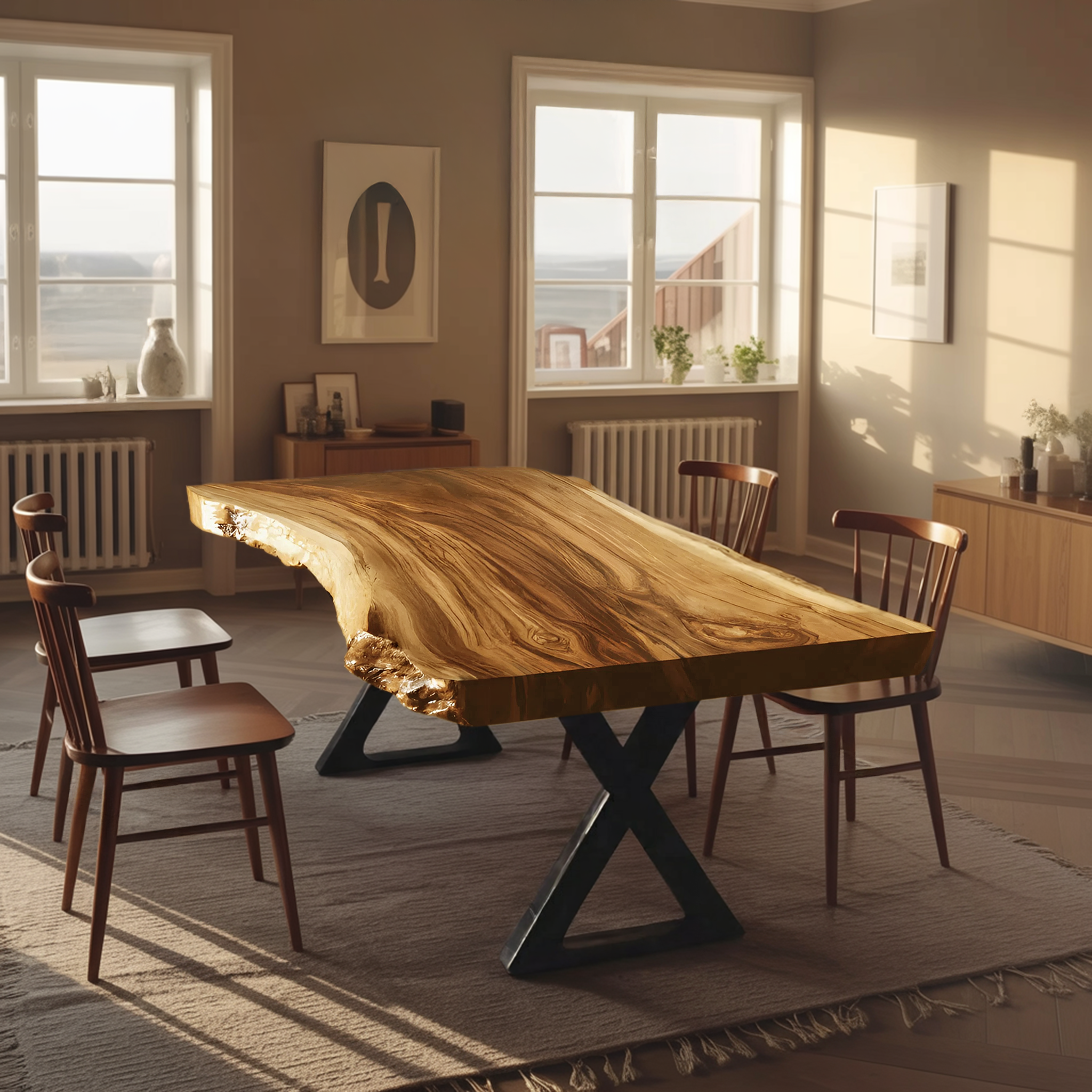 Kitchen Decor Modern Solid Wood Dining Table Minimal Legs SILDTTRDN023