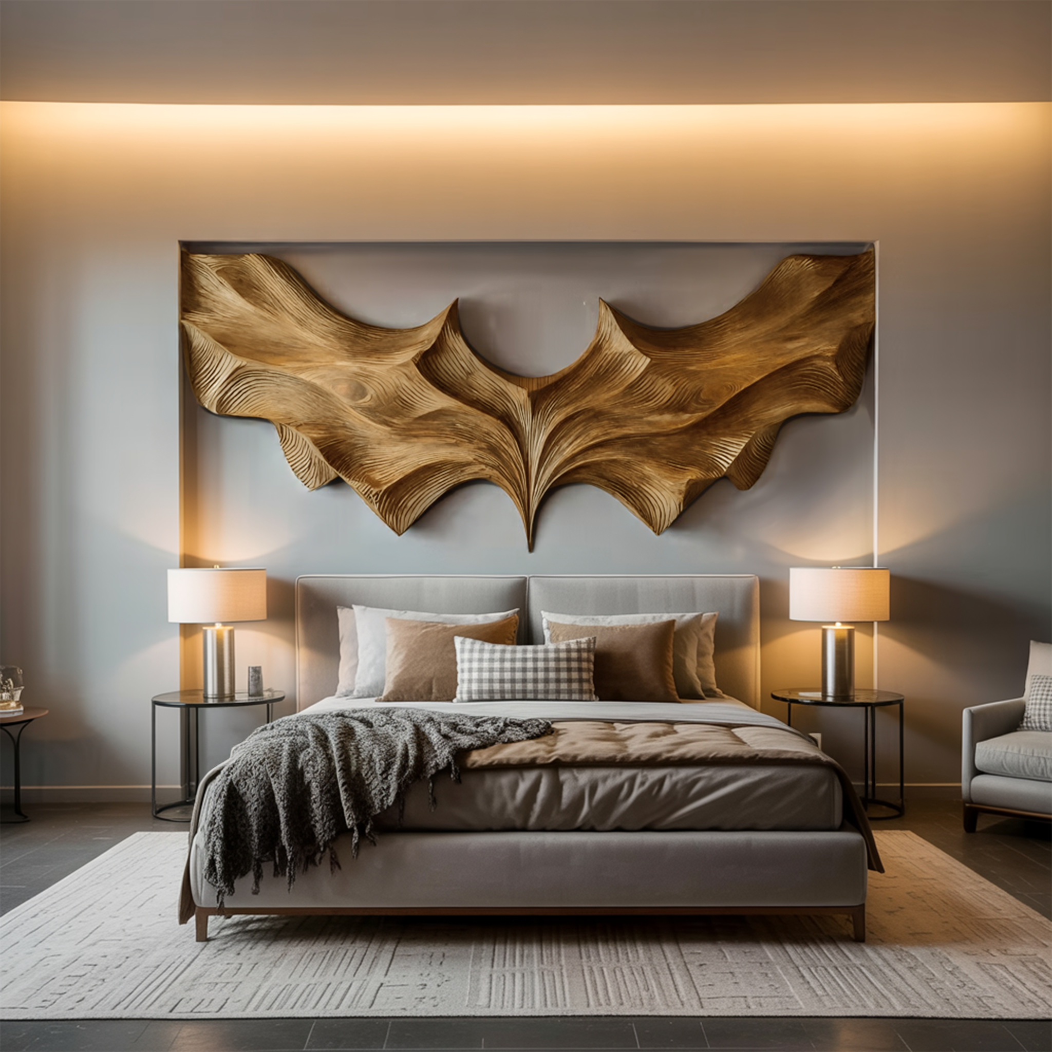 Contemporary Sculptural Wood Bat Wall Art For Living Room RTTHTTWA077