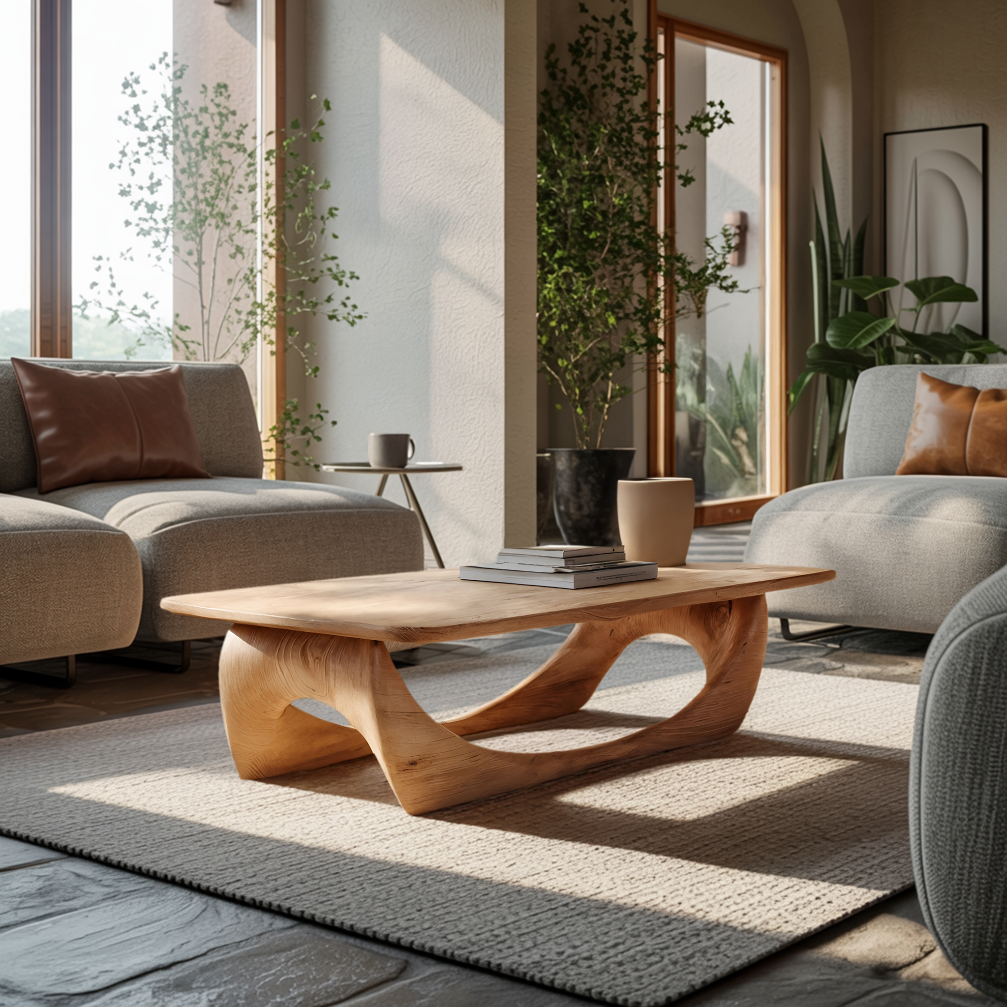 Minimal Coffee Table Smooth Curved Base For Living Room RTTHHNCF060