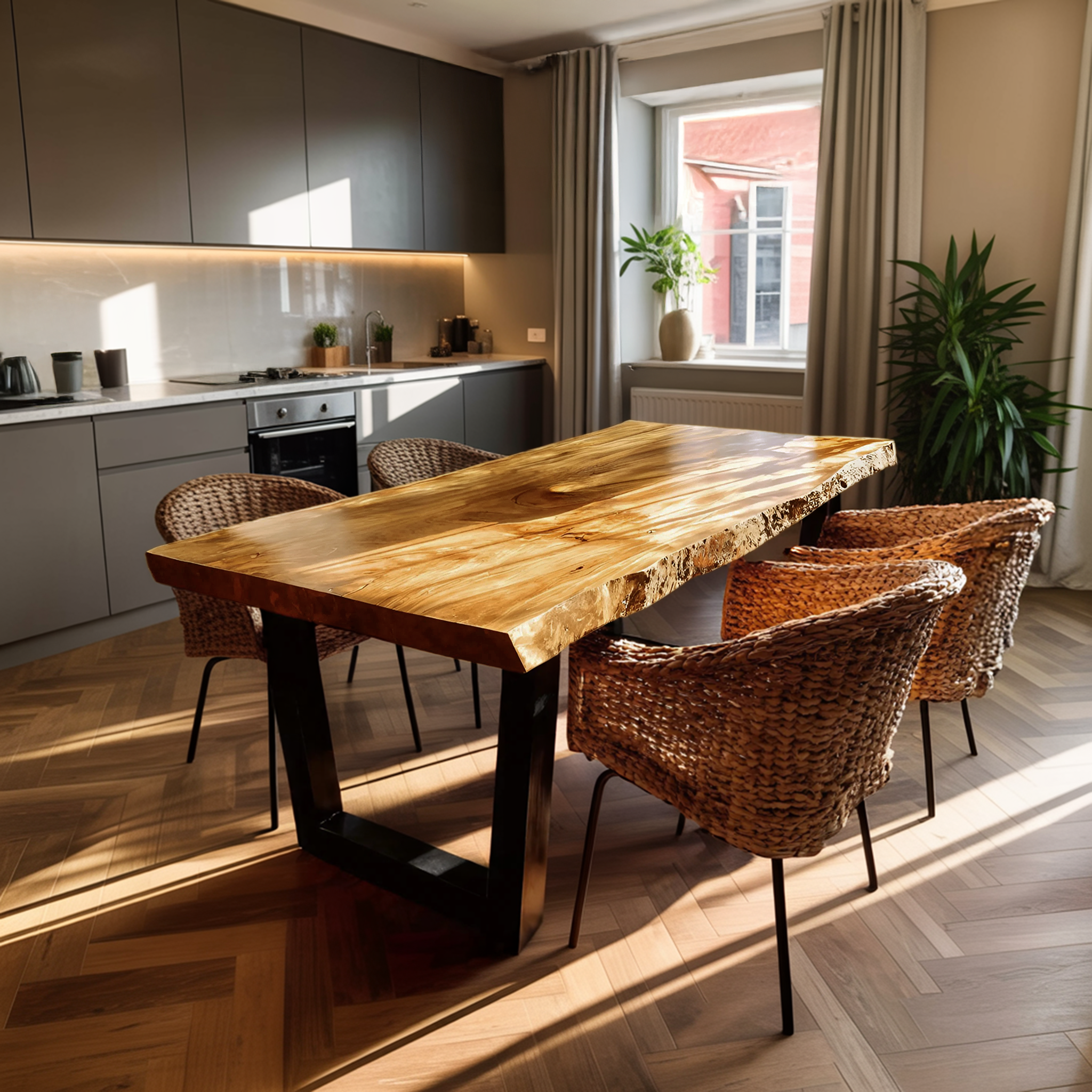 Furniture Decor Handcrafted Live Edge Dining Table Organic SILDTTRDN025