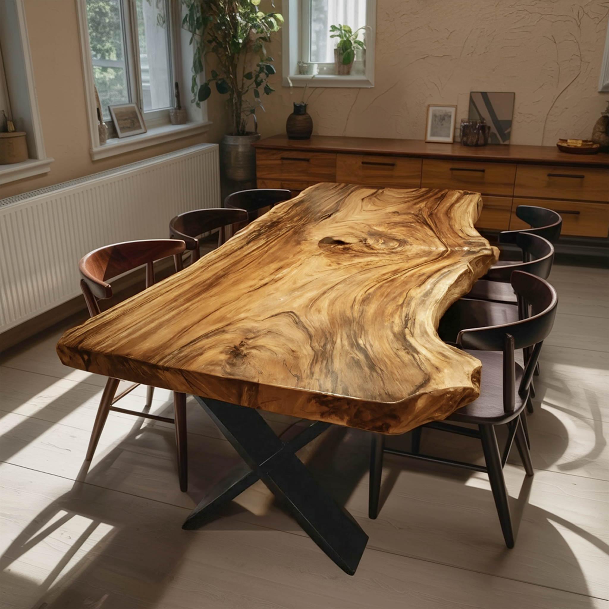 Dining Room Modern Live Edge Dining Table Natural Grain SILDTTRDN021