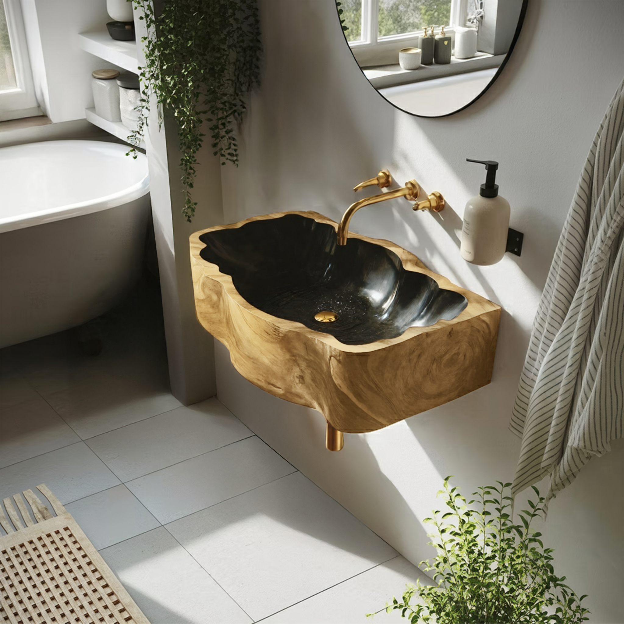 Mid Century Solid Wood Vanity Sink For Bathroom Interior Furniture Decor SILDTTNVS073
