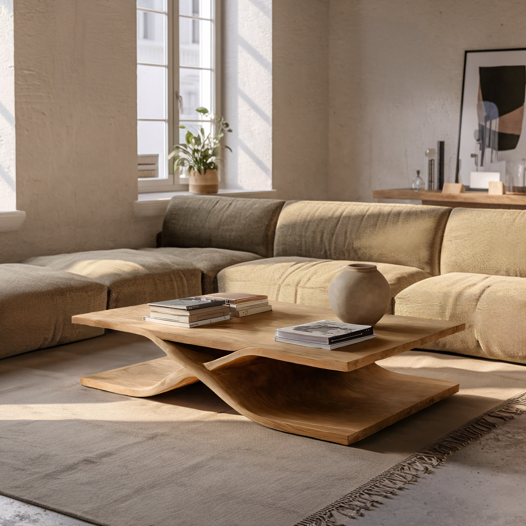 Modern Coffee Table Curved Layered Design For Living Room RTTHHNCF056