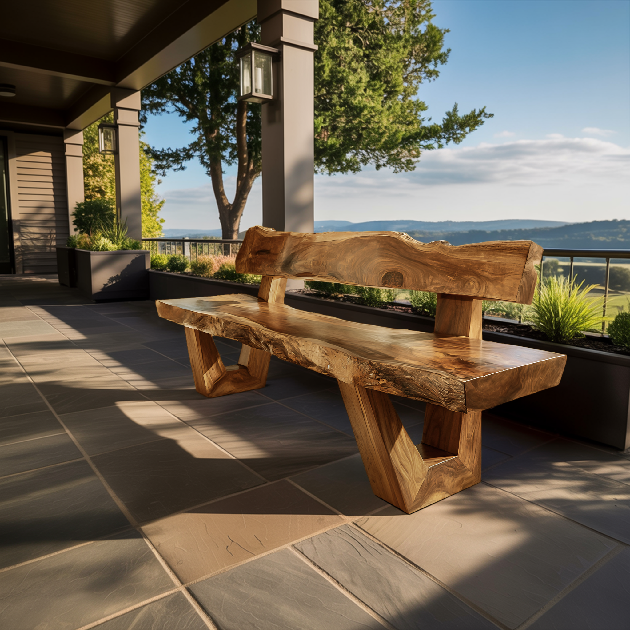 Modern Outdoor Wood Bench For Exterior Seating RTTHTTGDB029