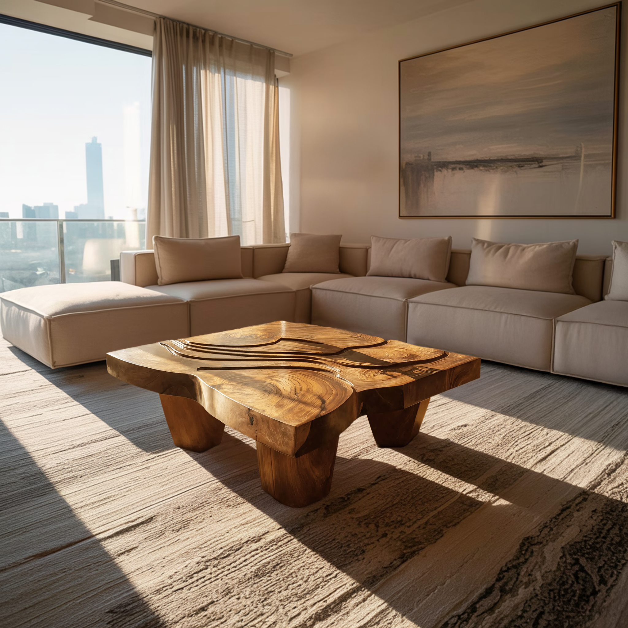 Modern Farmhouse Abstract Coffee Table For Living Room Decor SILDTTRCF088