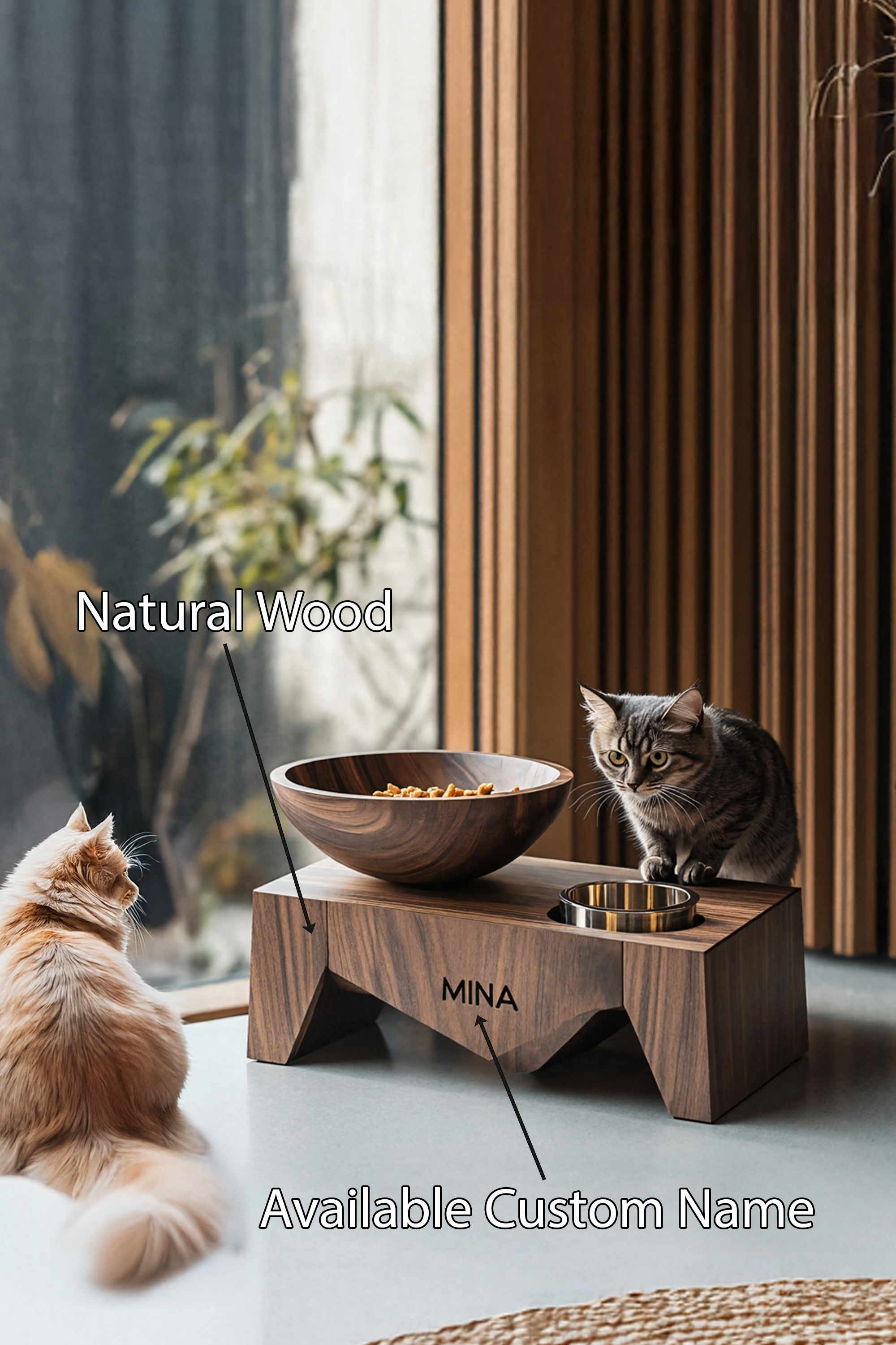 Mid Century Feeding Stand For Dog Food Station SILDTTNDBS006