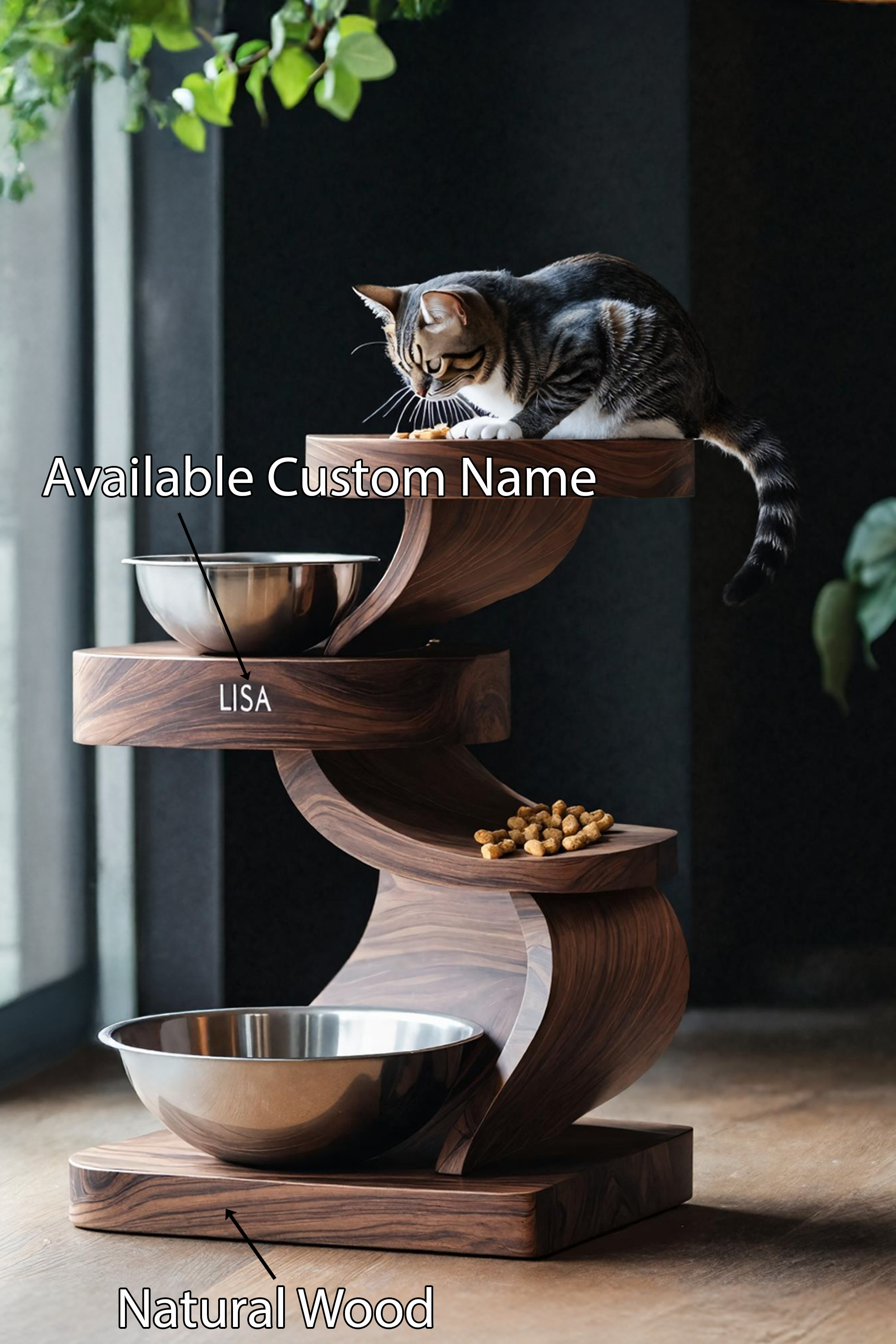 Mid Century Pet Food Bowl Stand For Kitchen Use SILDTTNDBS012