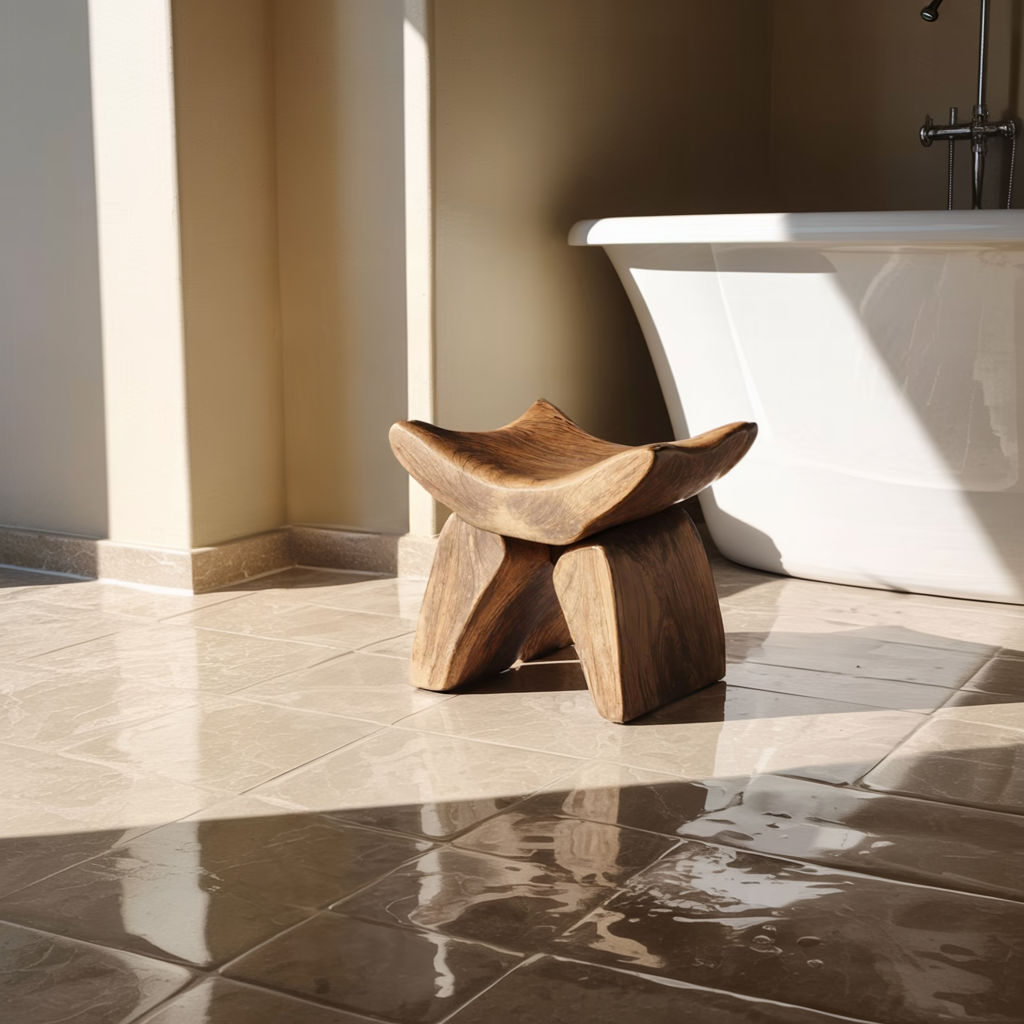 Handcrafted Shower Bench For Spa-Style Bathroom Decor SILDTTRSB009