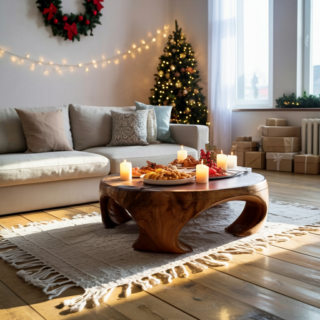 Farmhouse Wooden Coffee Table For Living Room Holiday Decoration SILDTTRCFC003