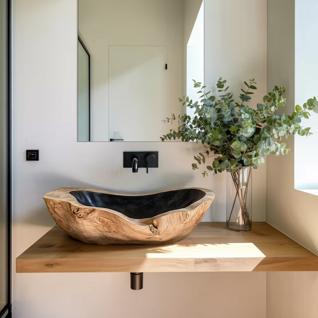 Handcrafted Wooden Vessel Sink For Bathroom Art Decor SILDTTNVS014
